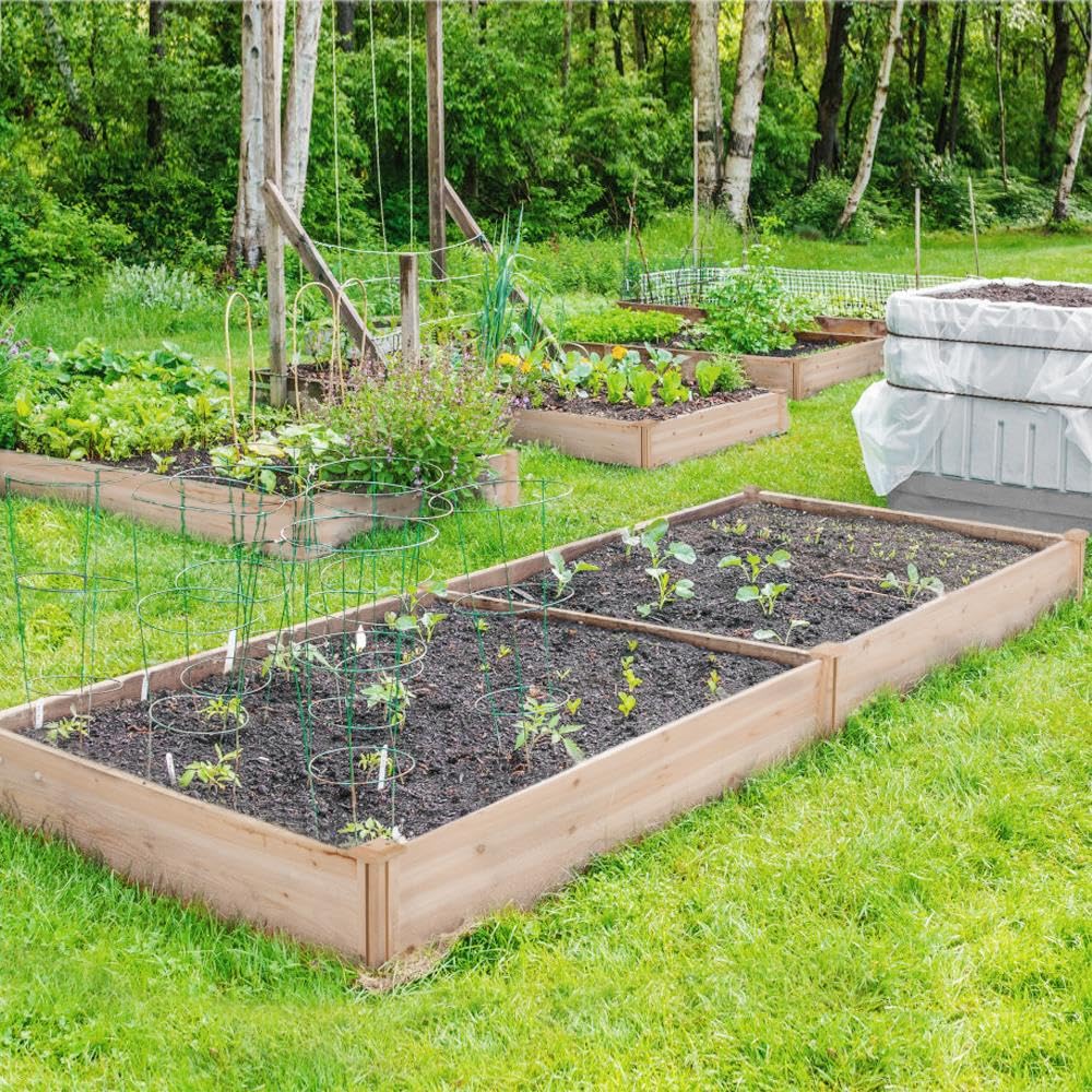 Yaheetech 8×4ft Wooden Horticulture Raised Garden Bed Divisible Elevated Planting Planter Box for Flowers/Vegetables/Herbs in Backyard/Patio Outdoor, Natural Wood, 93 x 48 x 10in
