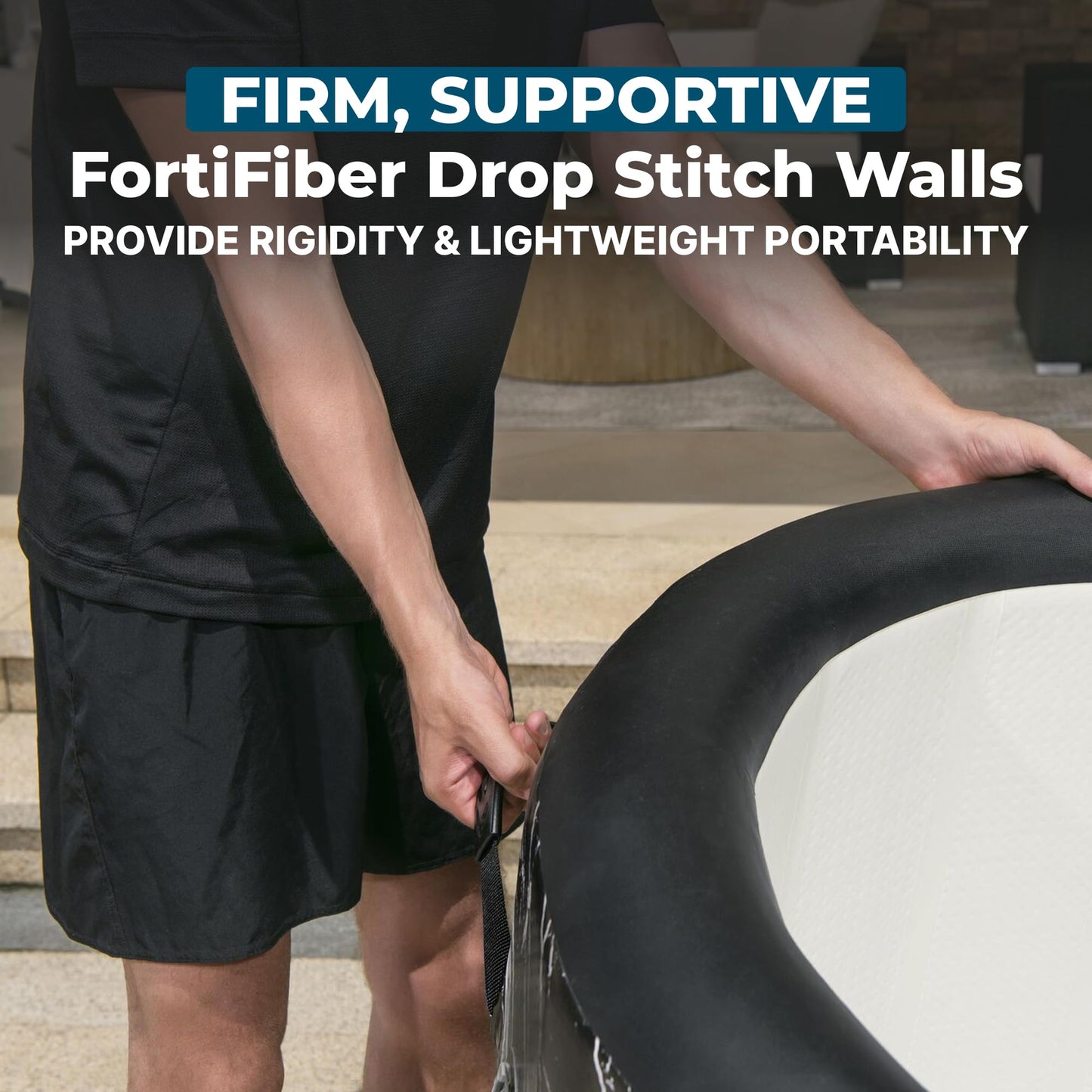 Bestway SaluSpa: Glacial Dip - Cold Plunge Inflatable Tub - 60x36x28, Black Marble, Ice Bath, FortiFiber, Polar Shield Year Round Use, Cover & Storage Bag