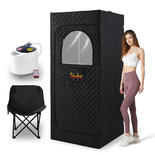 Sauba Portable Steam Sauna for Home,at Home spa,Relaxation,hot Tent,Personal Steam Room,Sauna Box,Home Sauna,Folding Chair,Remote Control,9 Levels (Quilted)