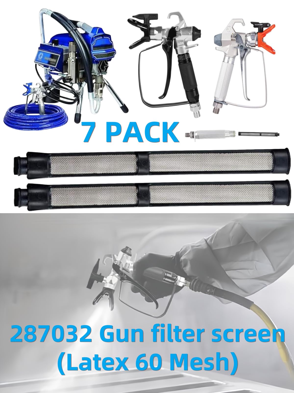 (5+7+7) Airless Spray Filter Set 246385 246384 287032 Compatible with Graco 390 395 490 495 495 595 3400 Airless Sprayer Paint Sprayer Parts,3 Kinds for graco Sprayer Filters and Gun Filter
