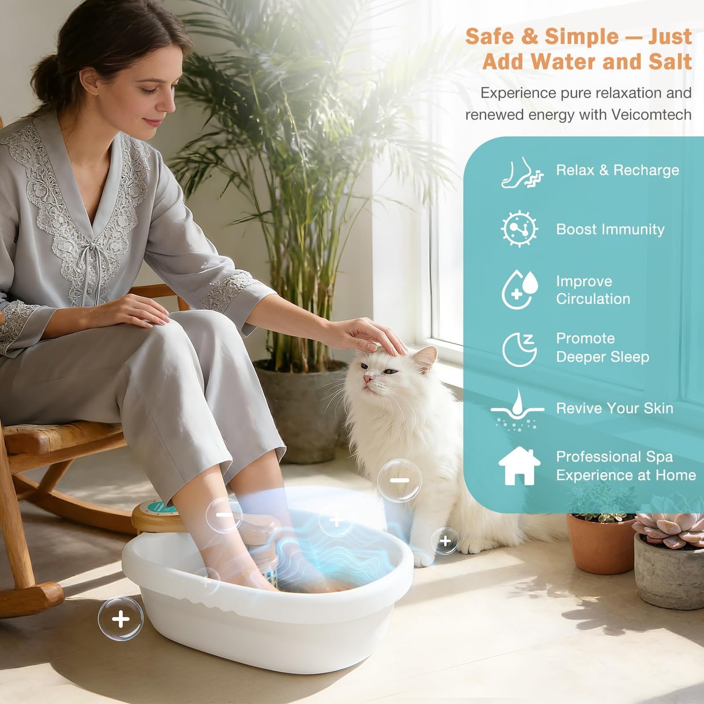 veicomtech Ionic Foot Bath Detox Machine, Detox Foot Spa System for Home, Salon, Spa Club, Ionic Foot Detox with Array and Tub Liners