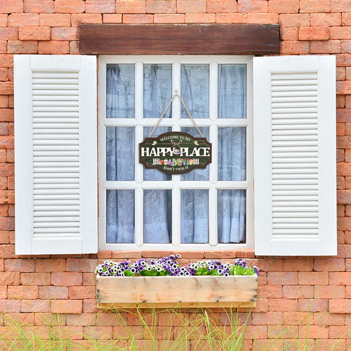 HOURIA 3D Welcome to My Happy Place Don't Ruin it Sign for Patio Yard Garden Decor,Funny Garden Signs for Outside,Gardening Gifts for Gardeners Women Men,Plant Lover Gifts