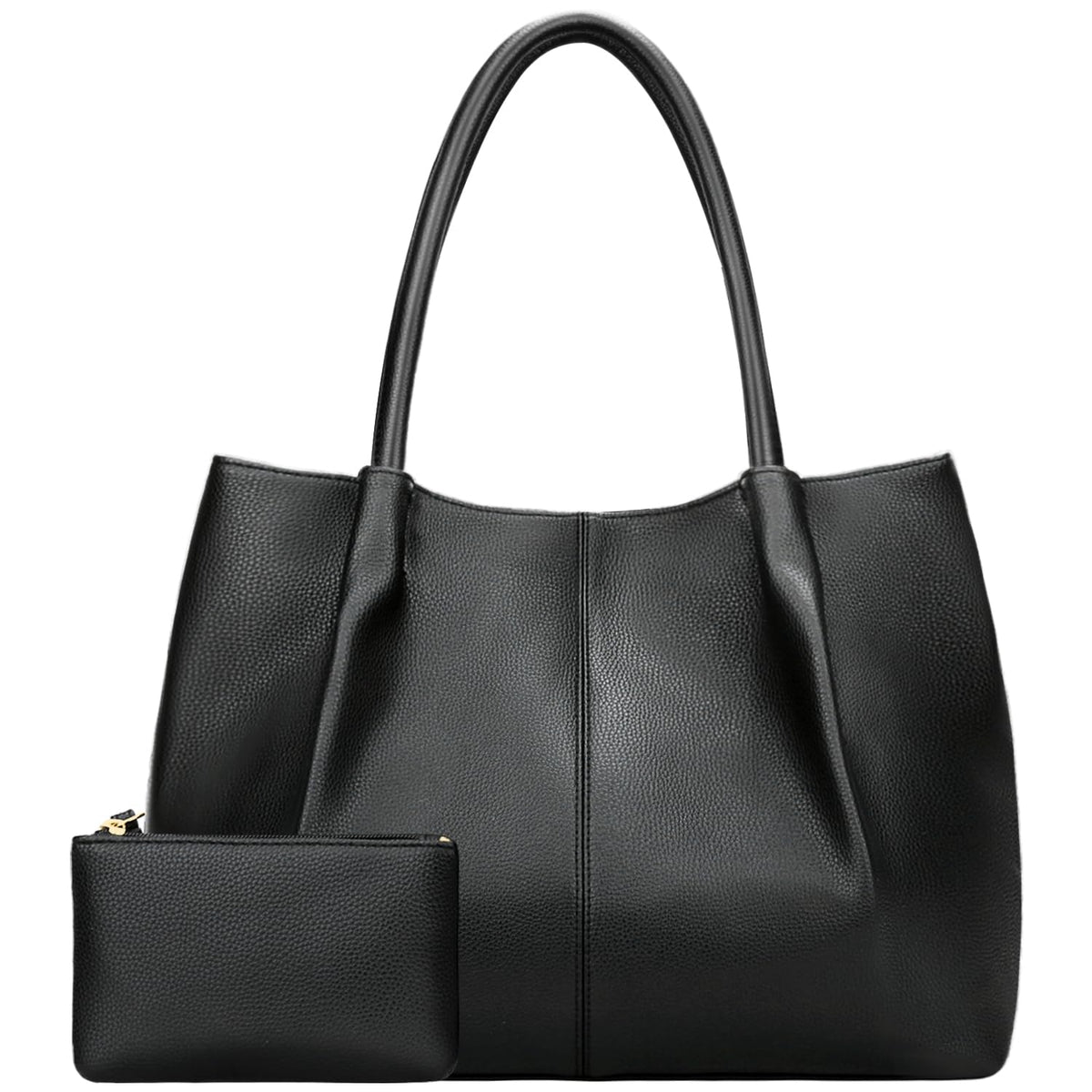 KKXIU Tote Bag for Women Vegan Leather Shoulder Purse Large Capacity Travel Bag (Black)