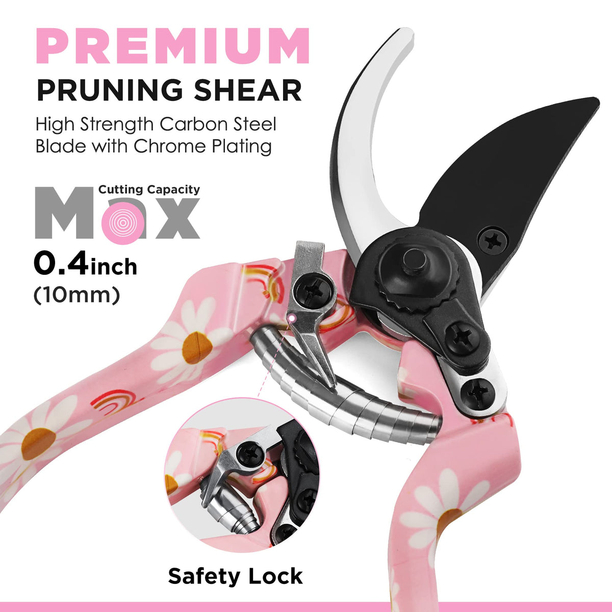 WORKPRO Aluminum Garden Tool Set, 4PCS Heavy Duty Gardening Tools with Box Include Trowel, Rake, Pruner, Gloves, Pink, Garden Gifts-Pink Ribbon