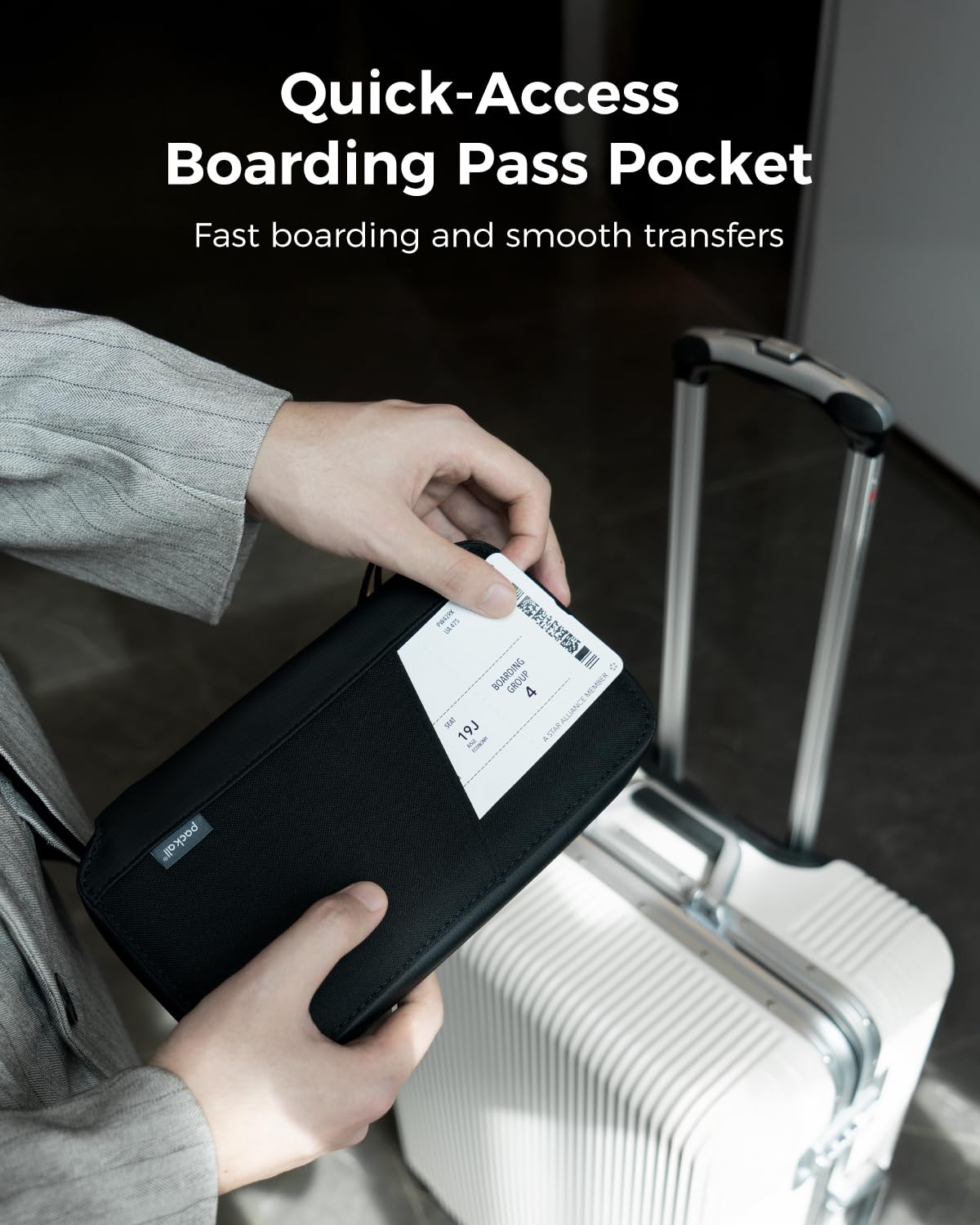 pack all Travel Passport Holder with RFID Blocker, Water-Resistant Passport Wallet with Wrist Strap, Multiple Family Airplane Document Organizer for Cards, Boarding Pass, ID, Cash, Tickets