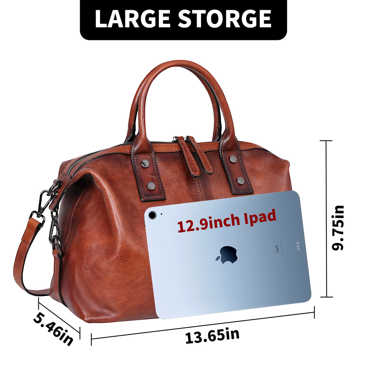 Iswee Satchel Bags Retro Leather Purses for Women Handbags Shoulder Bags Luxury Tote Hobo Cross Body Work Doctor Bag Pocketbooks (Brown)