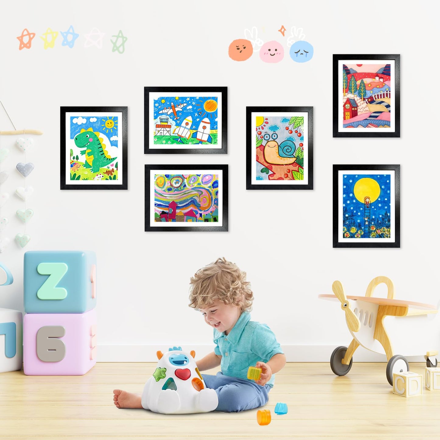 (2-Pack) Kids Art Frames Changeable, 8.5x11 Front Opening Kids Artwork Frames for Wall, Black Artwork Display Holds 150 Pcs for 3D Picture, Art Crafts, Hanging Wall Decor