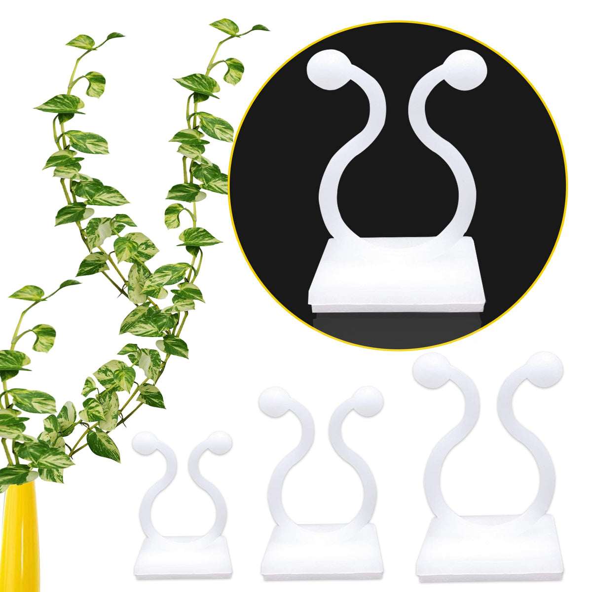 Lasyman Plant Clips-Plant Climbing Wall Fixture Clips 110PCS, Invisible Clips For Climbing Plants，Self-Adhesive plant wall clips For Plant Support, Sticky Plant Fixture Clips Plant Holder For Pothos
