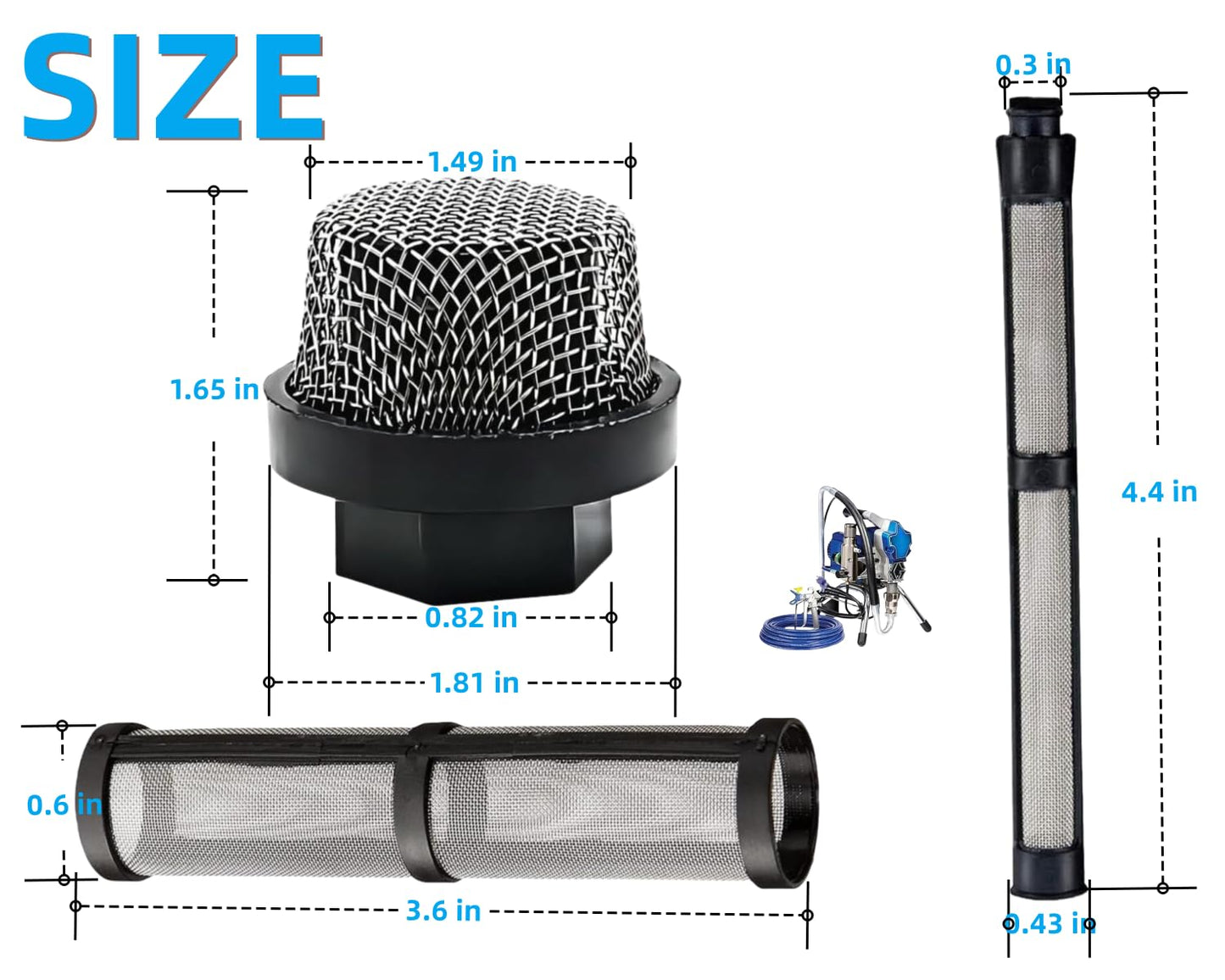 (5+7+7) Airless Spray Filter Set 246385 246384 287032 Compatible with Graco 390 395 490 495 495 595 3400 Airless Sprayer Paint Sprayer Parts,3 Kinds for graco Sprayer Filters and Gun Filter