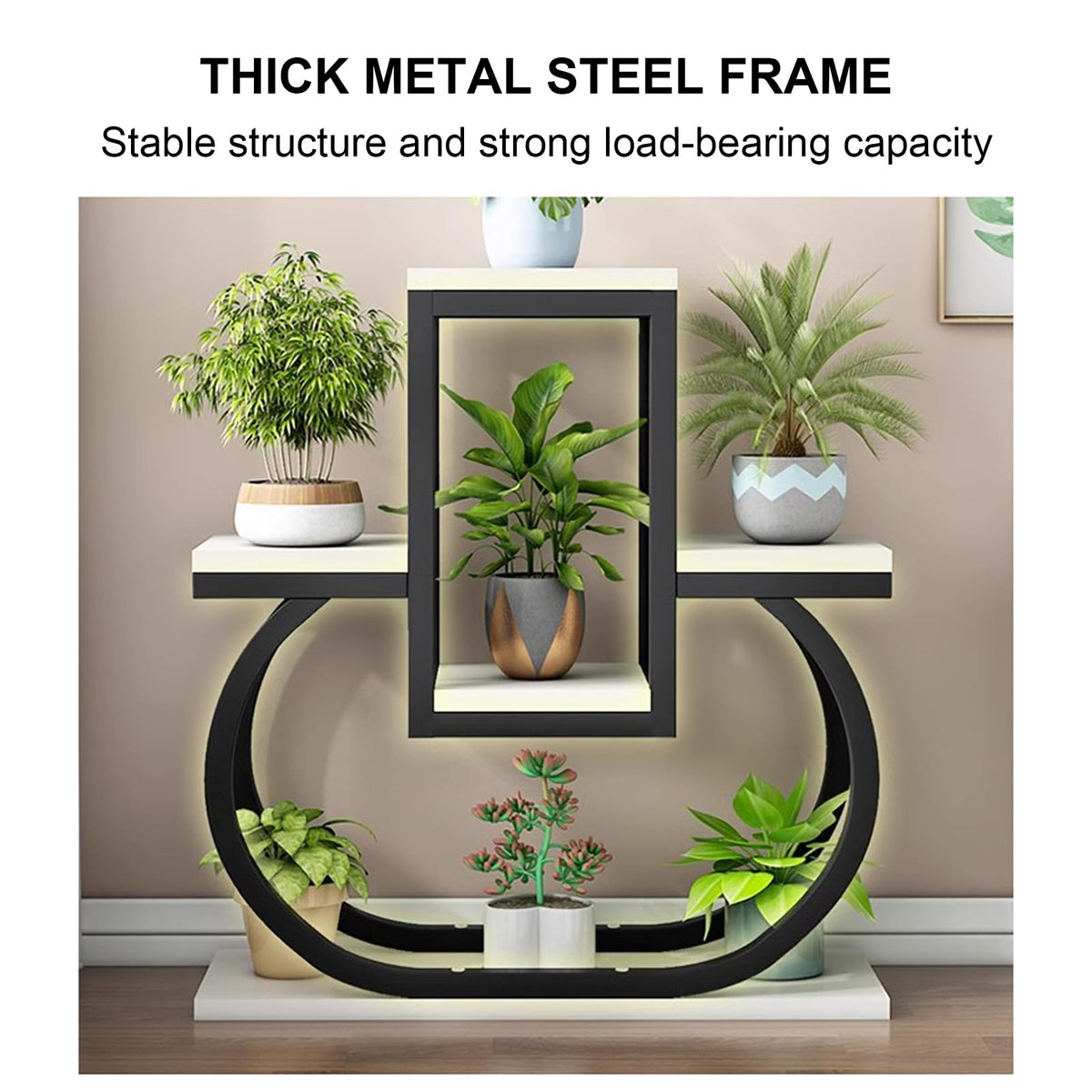 DJVHSRI 4-Tier Iron Flower Stand - Heart-Shaped Indoor Plant Display Rack Corner Storage for Garden Balcony and Courtyard - Stylish Metal Flower Pot Holder,7