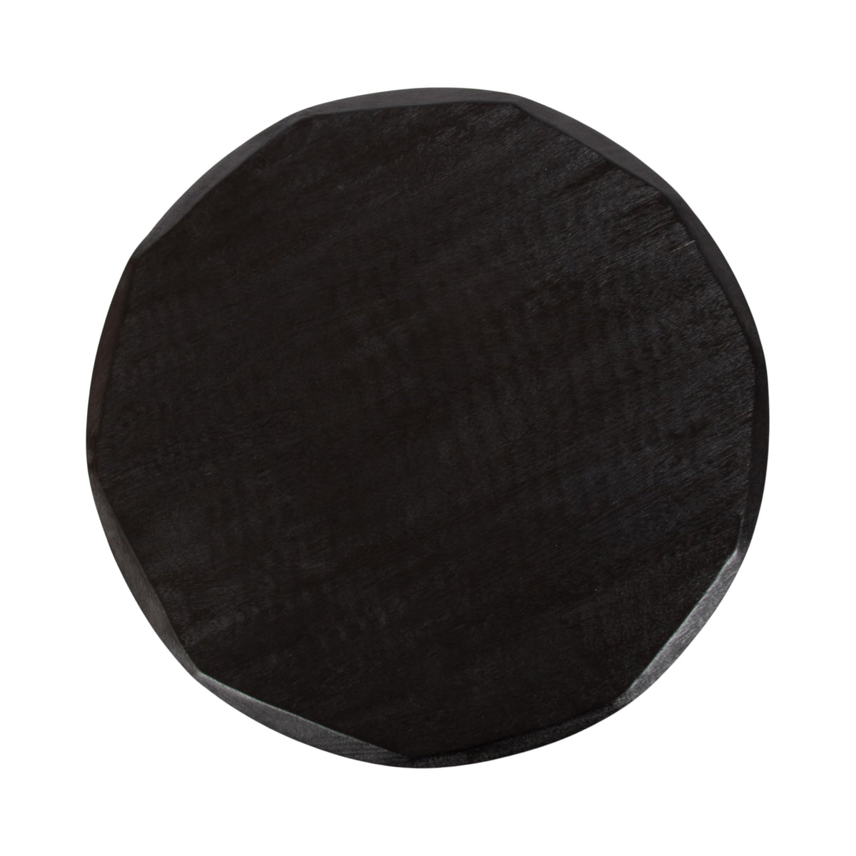 Kate and Laurel Tavares Modern Wooden Round Side Table, 18 x 18 x 20, Black, Solid Wood Accent End Table with Textured Top and Faceted Edge for Use as Indoor Plant Stand or Living Room Decor Piece