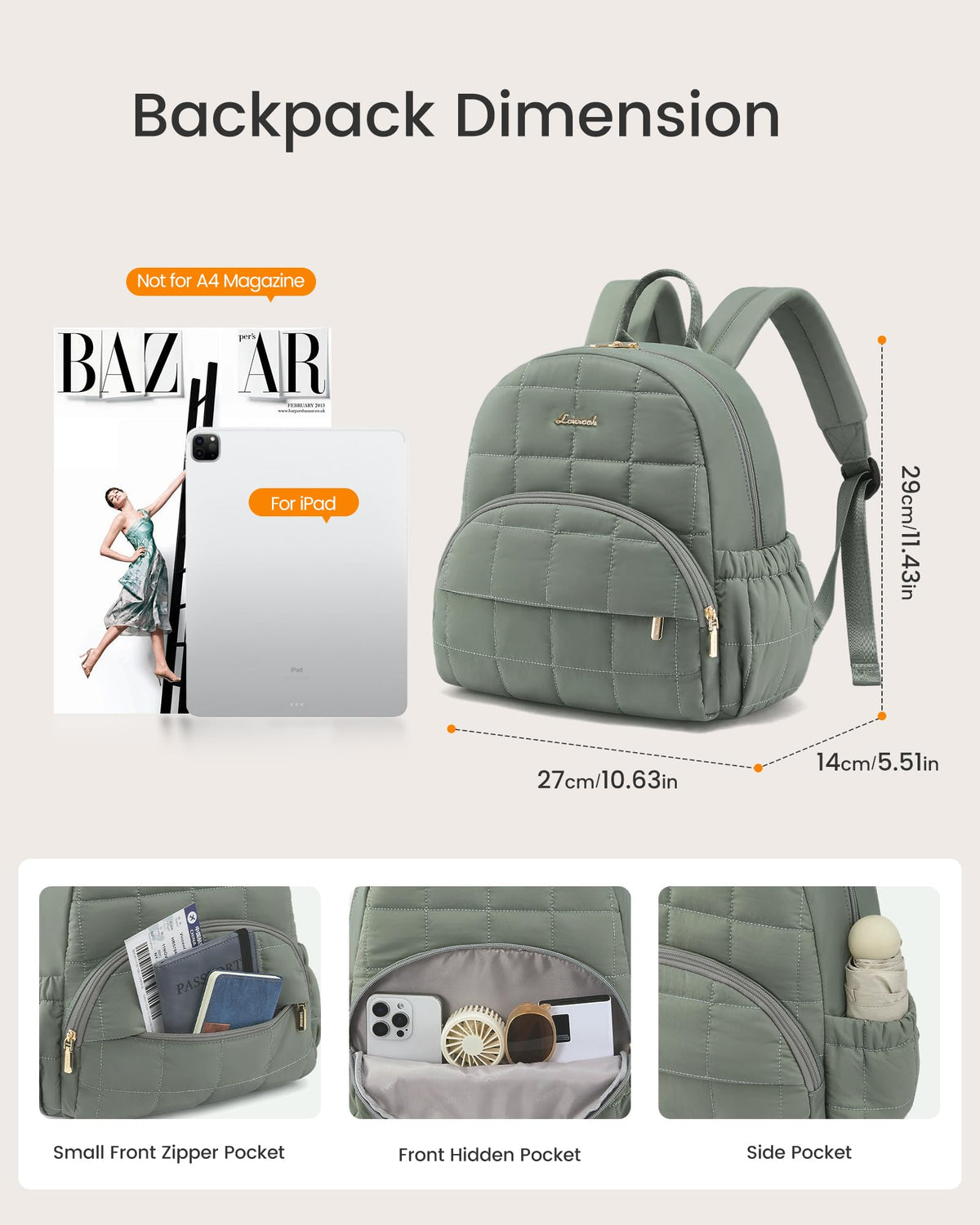 LOVEVOOK Small Backpack Purse for Women, Mini Puffer Backpack with Anti-theft Pocket, Lightweight Quilted Casual Daypack for Daily Work & Travel