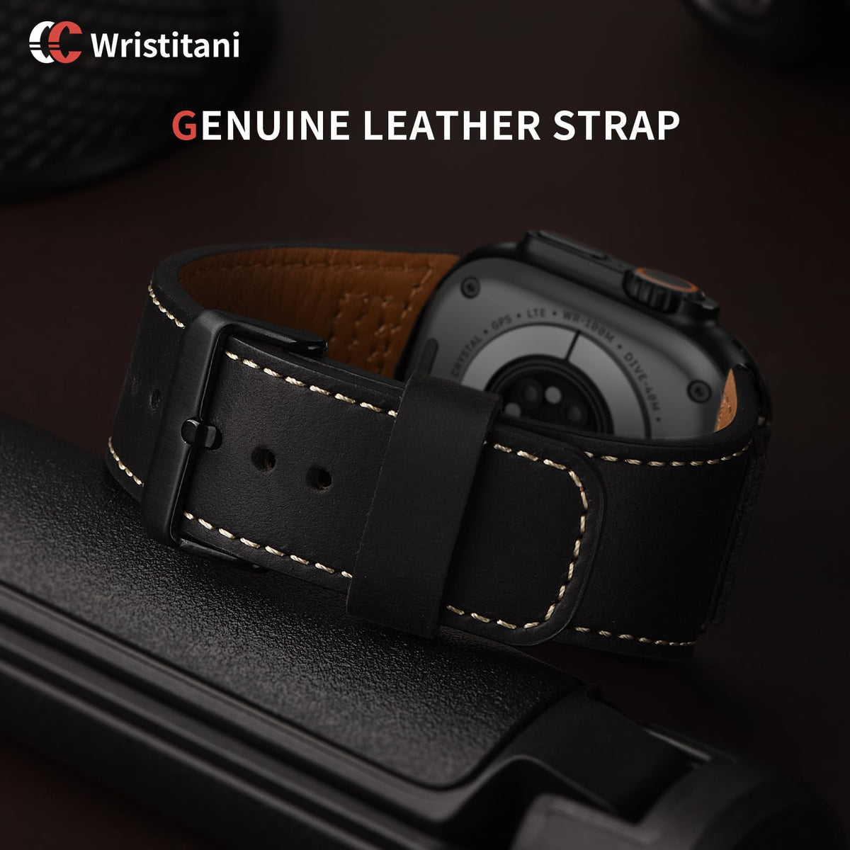 Wristitani Leather Bands Compatible With Apple Watch Band Ultra 3/2/1, 49mm 46mm 45mm 44mm 42mm For Men, Top Genuine Leather Replacement Vintage Strap for iWatch SE3/2/1 Series 11 10 9 8 7 6 5 4 3