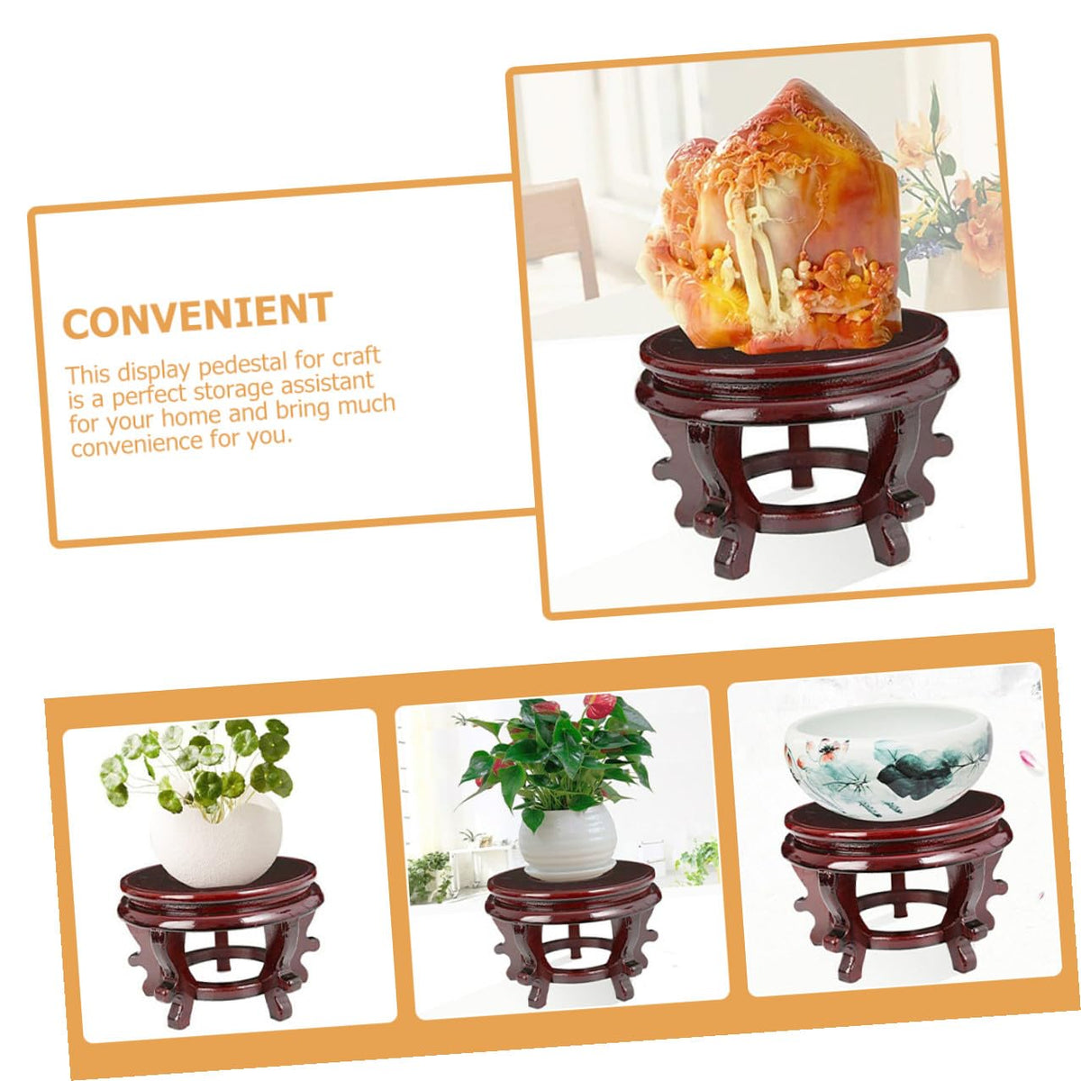 MAGICLULU Wooden Plant Stand Potted Plants Rack High-density Wood Base 16cm Diameter 10cm Height 80lb Load Capacity Indoor Display Pedestal for Home Décor