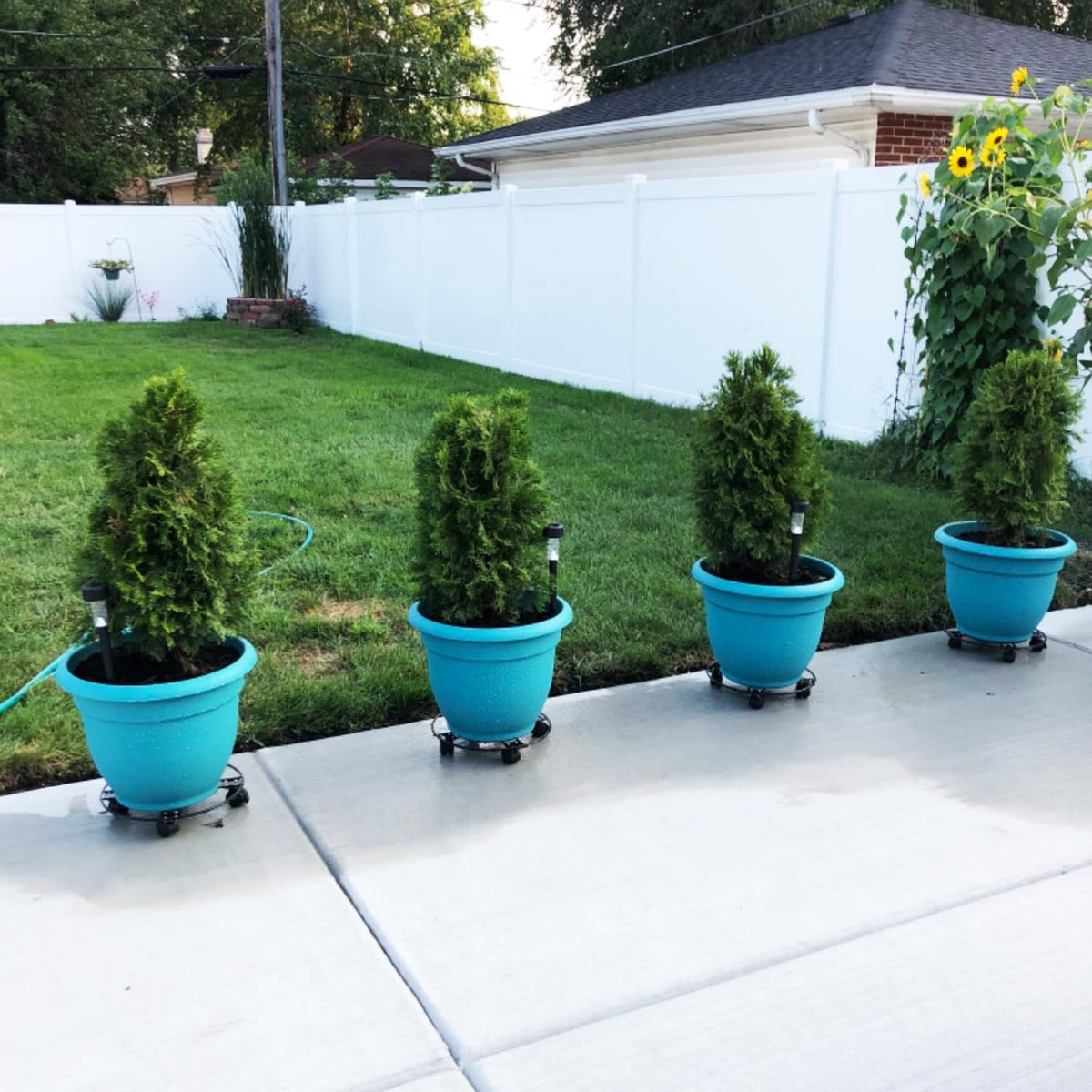 Yiksonyo 4 Pack 12" Plant Caddy with Wheels, Heavy Duty Metal Plant Stand on Wheels Indoor & Outdoor, Smooth Rolling Planter Caddy with Locking Casters for Pots, Trees, Vases