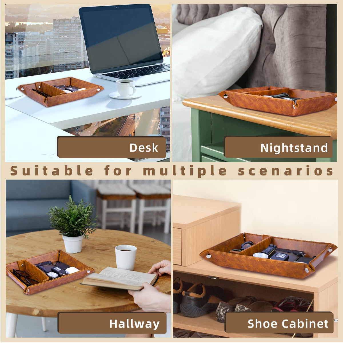 ZAPUVO PU Leather Valet Tray and Keychain, Birthday Gifts for Men, Unique Romantic Gifts for Men Him Boyfriend, Best Mens Gifts Ideas for Husband Anniversary from Wife