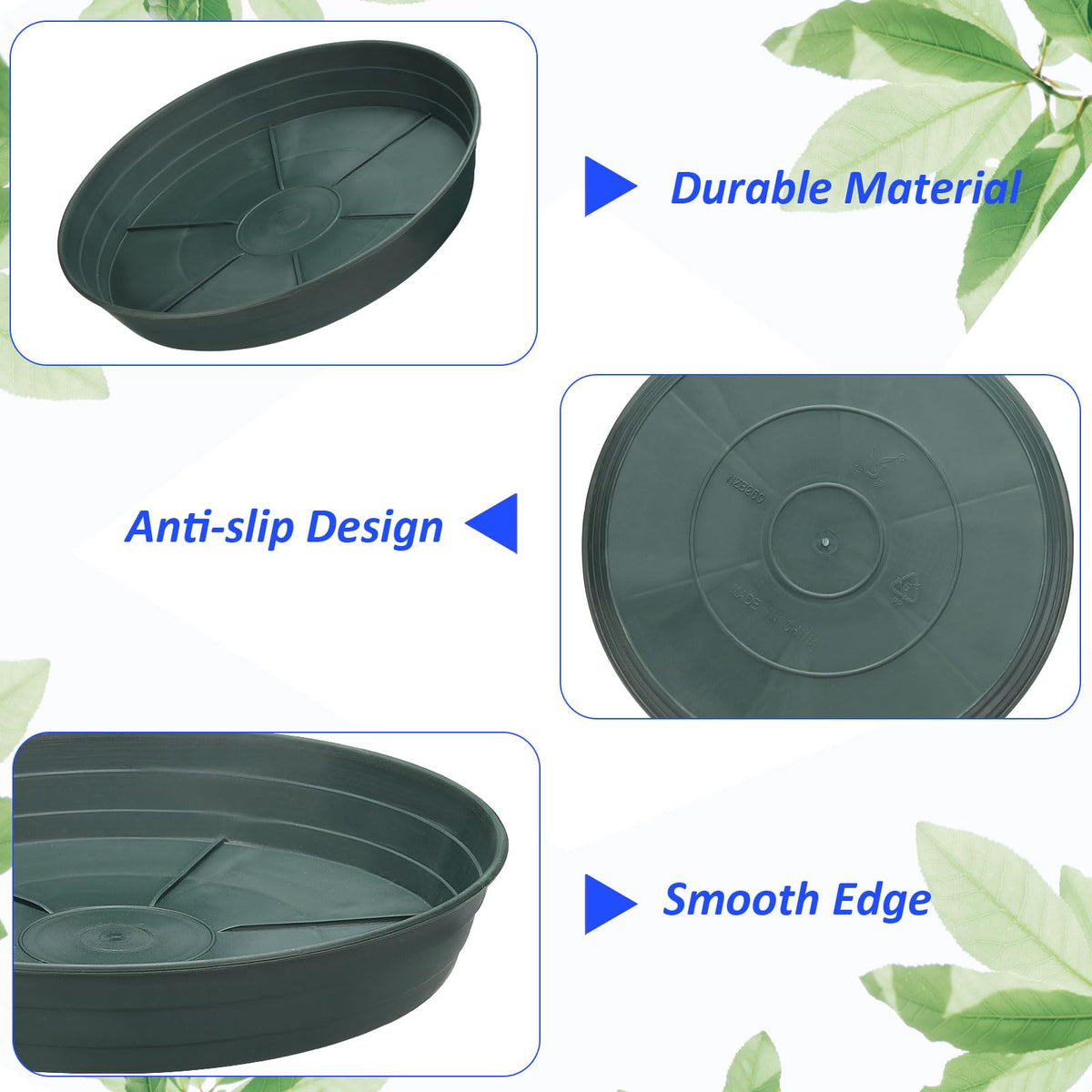 M METERXITY 6 Pack Planter Saucers - Plastic Plant Tray Flowerpot Drip Trays Round Apply to Outdoor/Garden (10.2 Inch/ 25.8cm, Cyan)