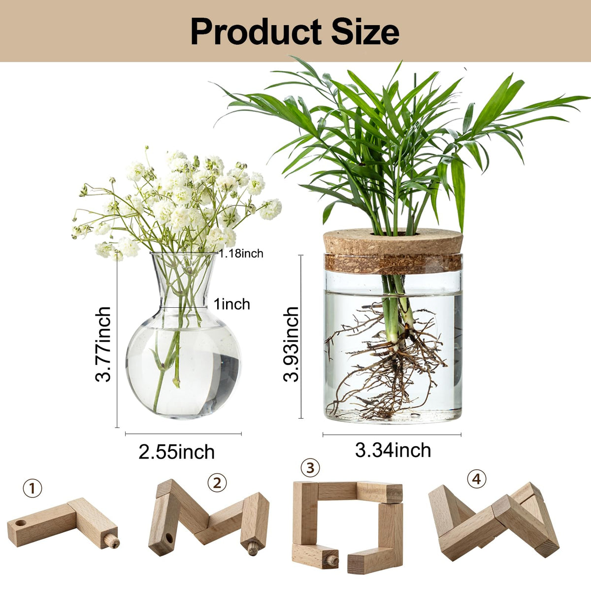 JGKYLDZ Plant Propagation Station, 2 Style Glass Planter Terrarium Set for Hydroponic Plants | Home Office Tabletop Decor, Gardening Gifts for Women, Mom, Plant Lovers (12)