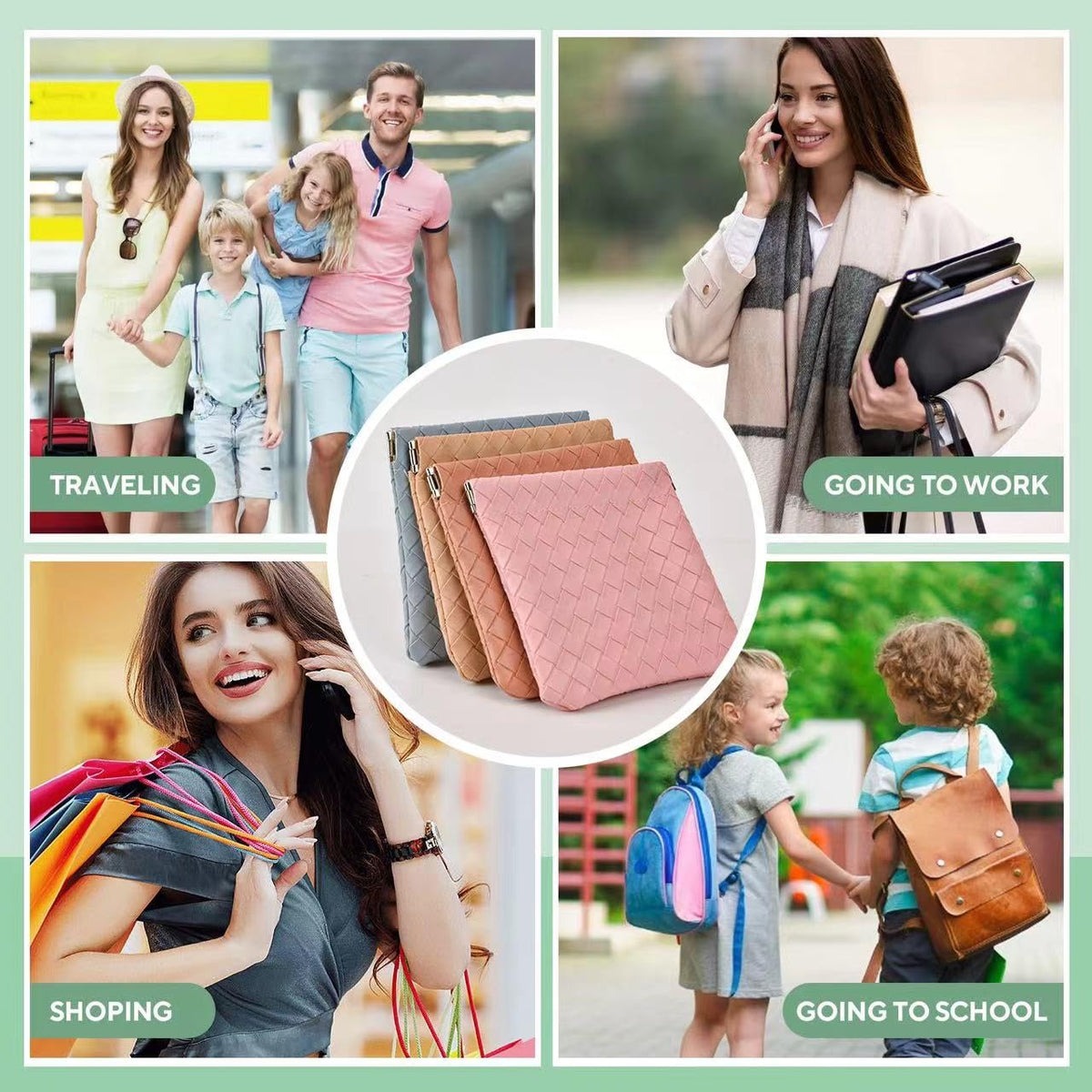 4PCS Small Makeup Bag for Purse，Waterproof Leather Portable Mini Makeup Bag,Snap Closure Organizer Pouch for Coin Cards Jewelry Lipstick Cosmetic Accessories，Small Travel Kit Storage Pouch