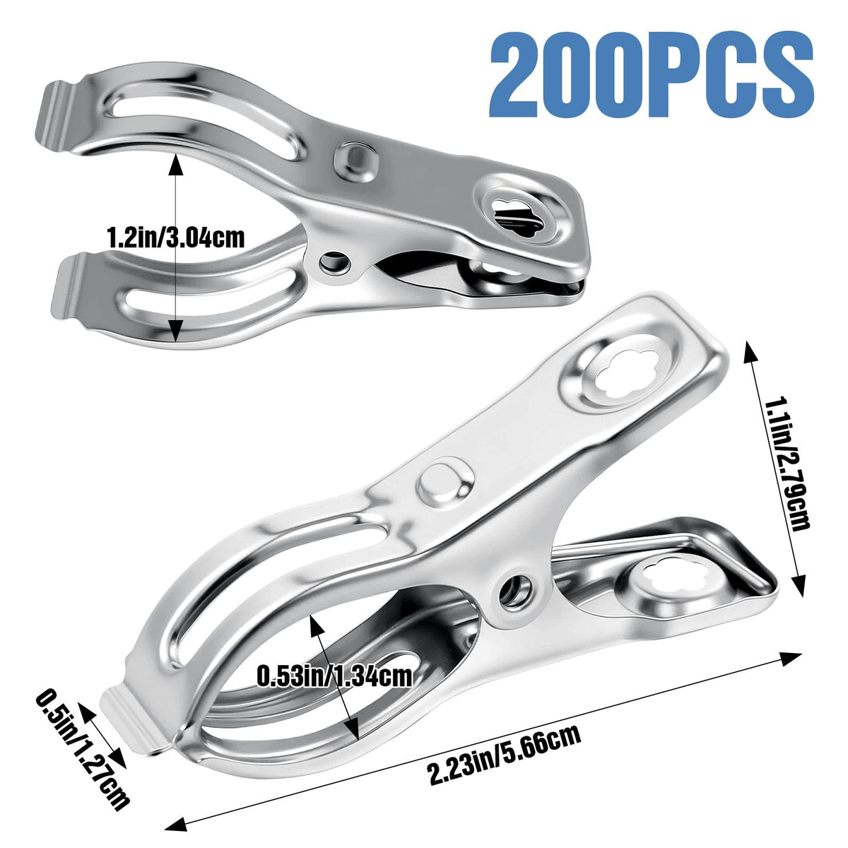 Upgraded 200 PCS Garden Clips, Greenhouse Clamps 100% Stainless Steel Heavy Duty Greenhuose Clips for Netting - Strong Grip to Hold Down Shade Cloth or Plant Cover on Garden Greenhouse Hoops