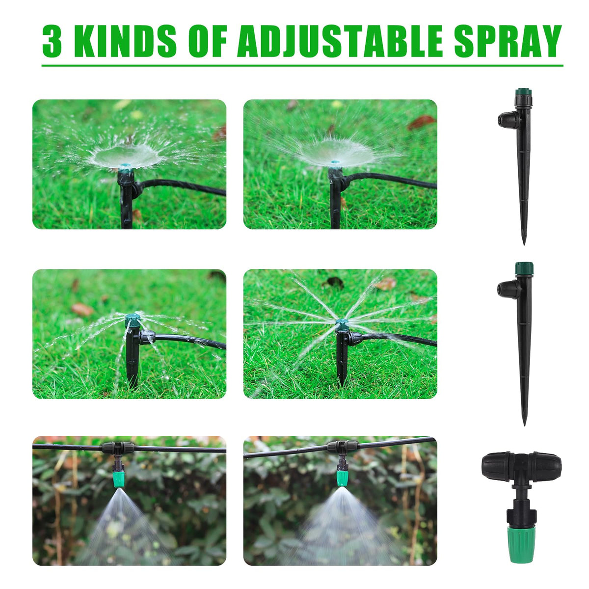 NRWRTY Leak-Proof Drip Irrigation Kit,Quick Connect Irrigation System, Lock Barbed Garden Watering System with 1/4 inch 1/2 inch Irrigation Tubing Hose for Garden,Raised Garden Bed, Lawn