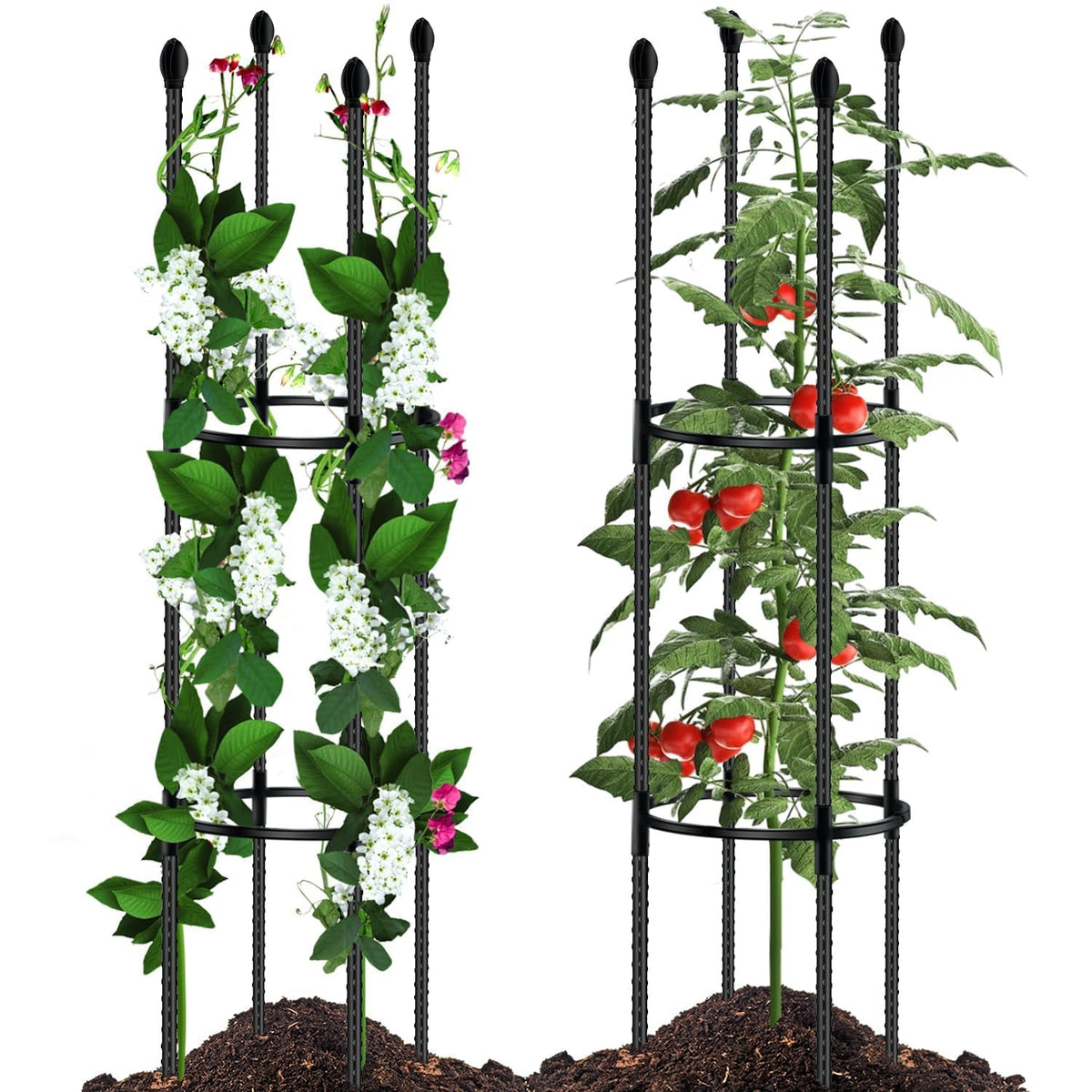 Tomato Cages for Garden Sturdy Metal Plant Stakes SupKing 2 Pack 47 Inch Tall Adjustable Heavy Duty Plant Support Cage Trellis for Outdoor Climbing Rose Vegetables Plants Flowers Comes 20 Twist Ties