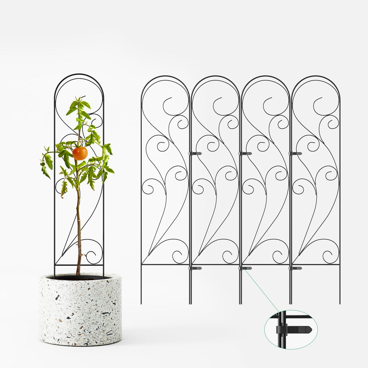 Zhongma 4 Pack 36" Metal Plant Trellis for Potted Plants Climbing,Indoor and Outdoor Fence Plant Support Trellis for Flower and Vagetable