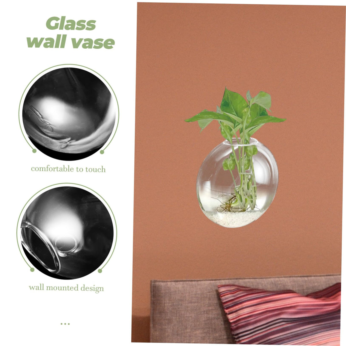 VICASKY Wall Hanging Hydroponic Glass Planter Vase for Plants Transparent Space Saving Terrarium for Home Office Garden Decoration Easy to Match Modern Wall Mounted Flower Vase
