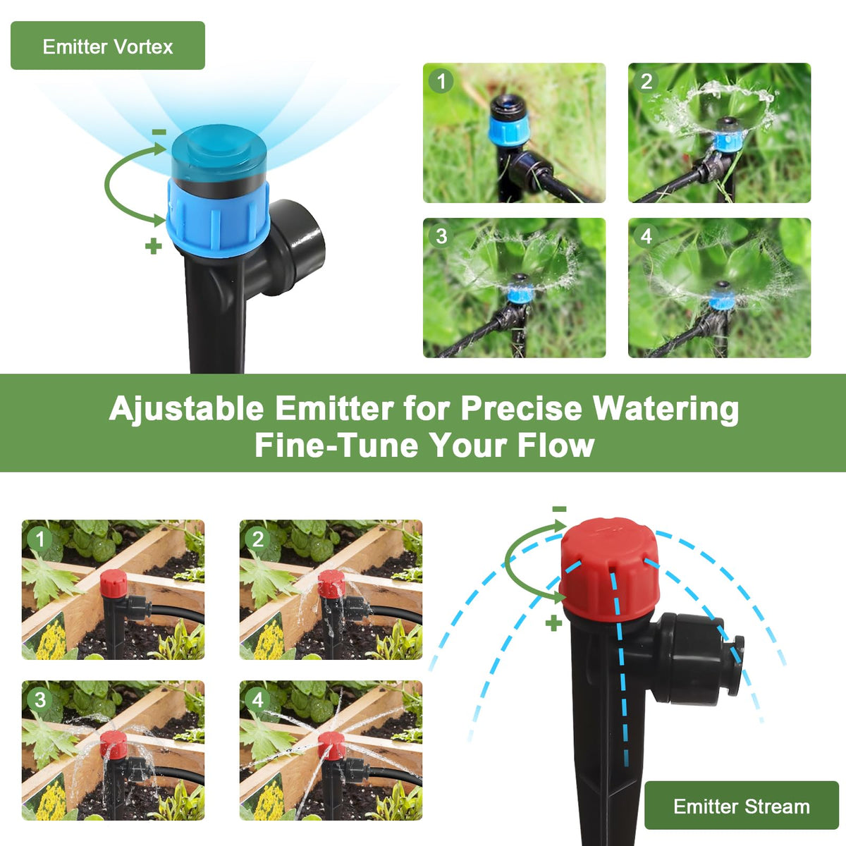 250FT Drip Irrigation Kit for Garden, Raised Bed Watering System with 1/2" & 1/4", Quick-Connect Plant Accessories, Drip Line Kit for Greenhouse, DIY Micro Sprinklers Set for Yard Outside, Raised Bed
