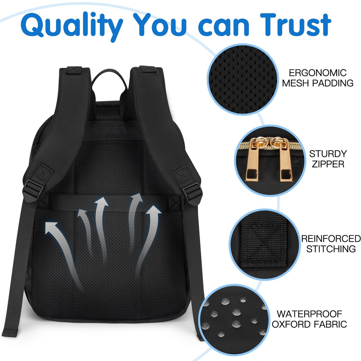 KABAQOO Baby Diaper Bag Backpack, Waterproof Diaper Backpack for Mom & Dad with Changing Pad, Insulated Pockets and Stroller Straps, Baby Shower Gifts for Girls & Boys, Black