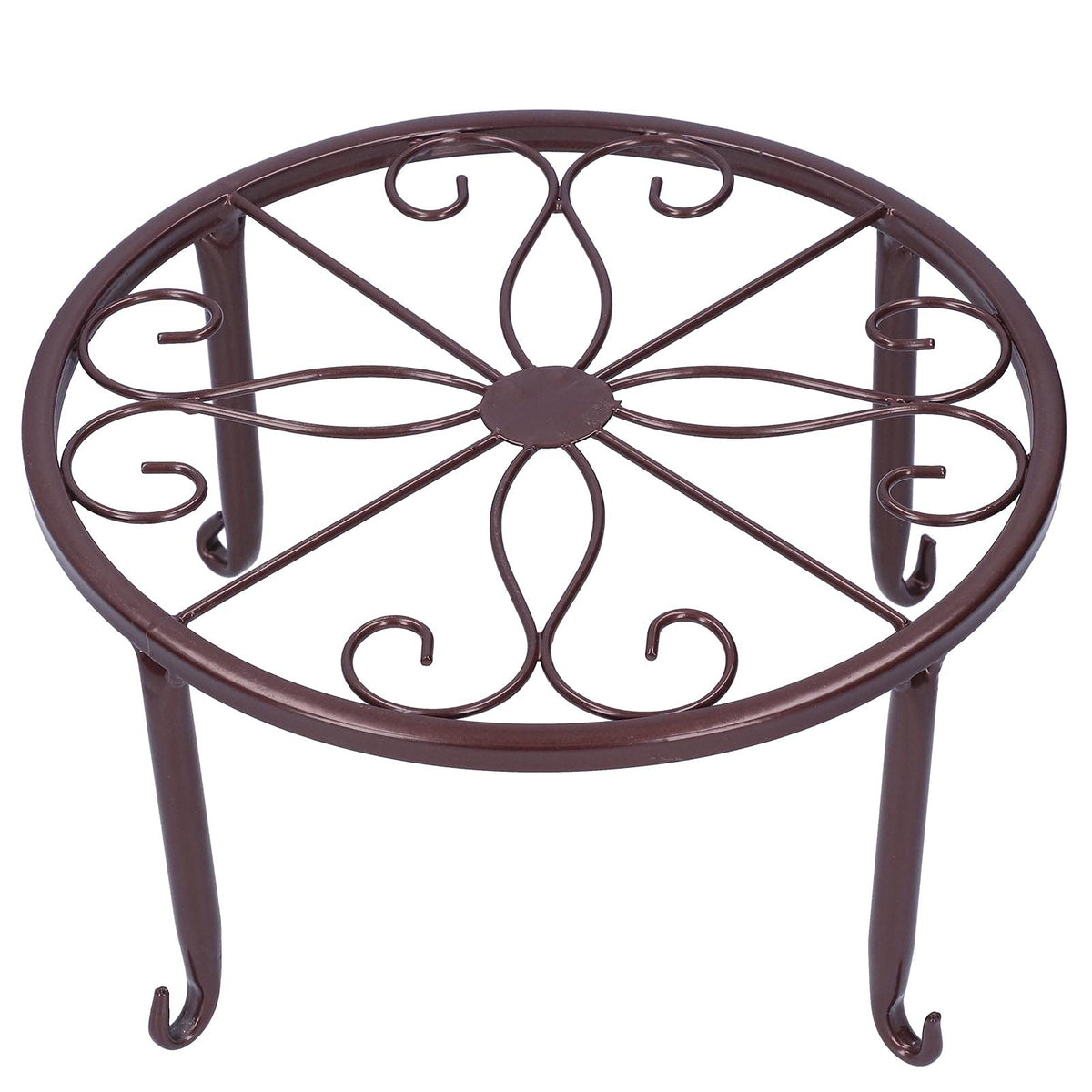 AQFNEB 2PCS Plant Stand Flower Pot Holder, Wrought Iron Plant Rack with 4 - Point Stable Base, Bronze Indoor Outdoor Planter Shelf for Living Room Balcony Office Decor