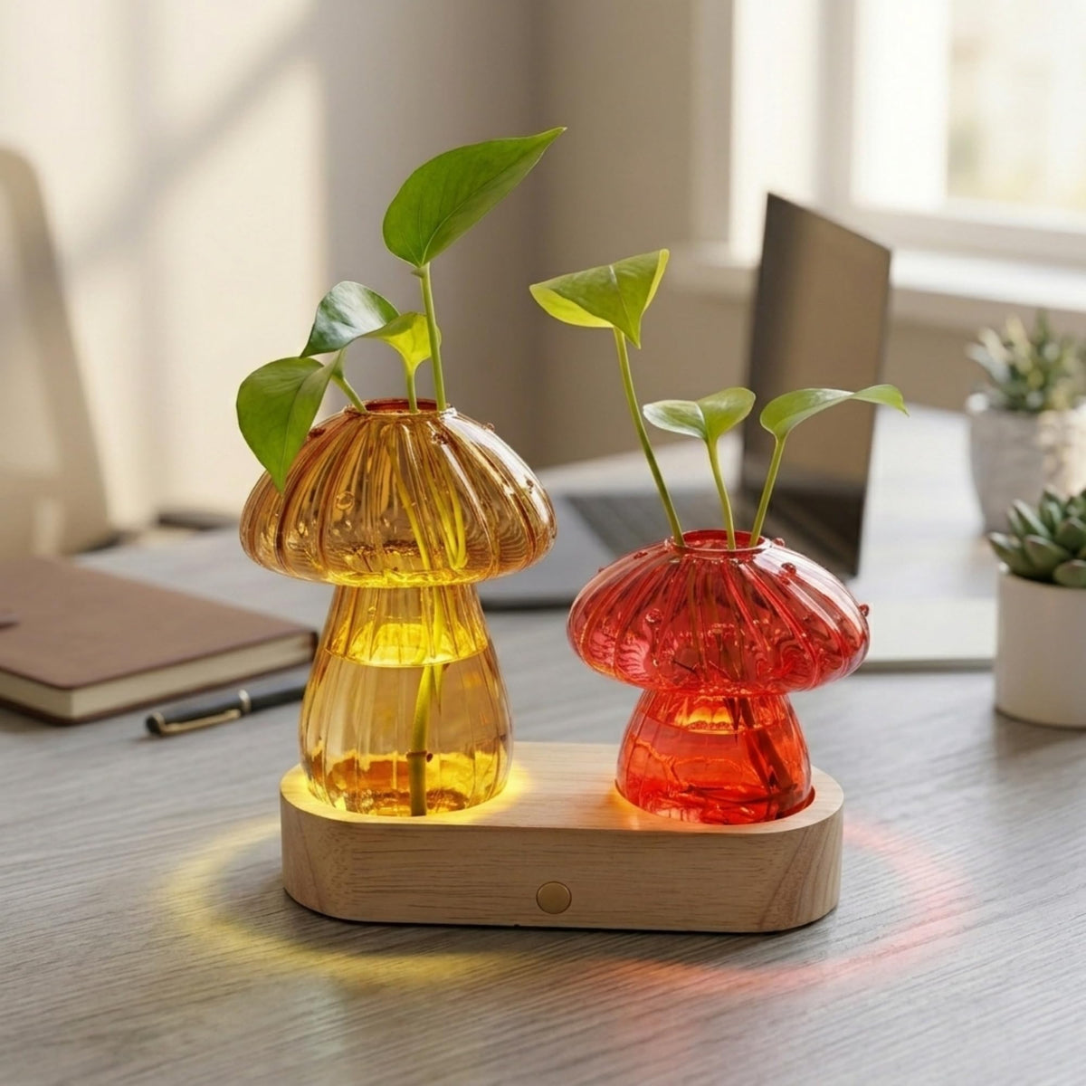 Propagation Vase with Light，Plant Propagation with Stepless Dimming Function for Home Office Night Decor,Led Hydroponic Plant Jars Valentines Day Gifts for Mom Women Plant Lovers