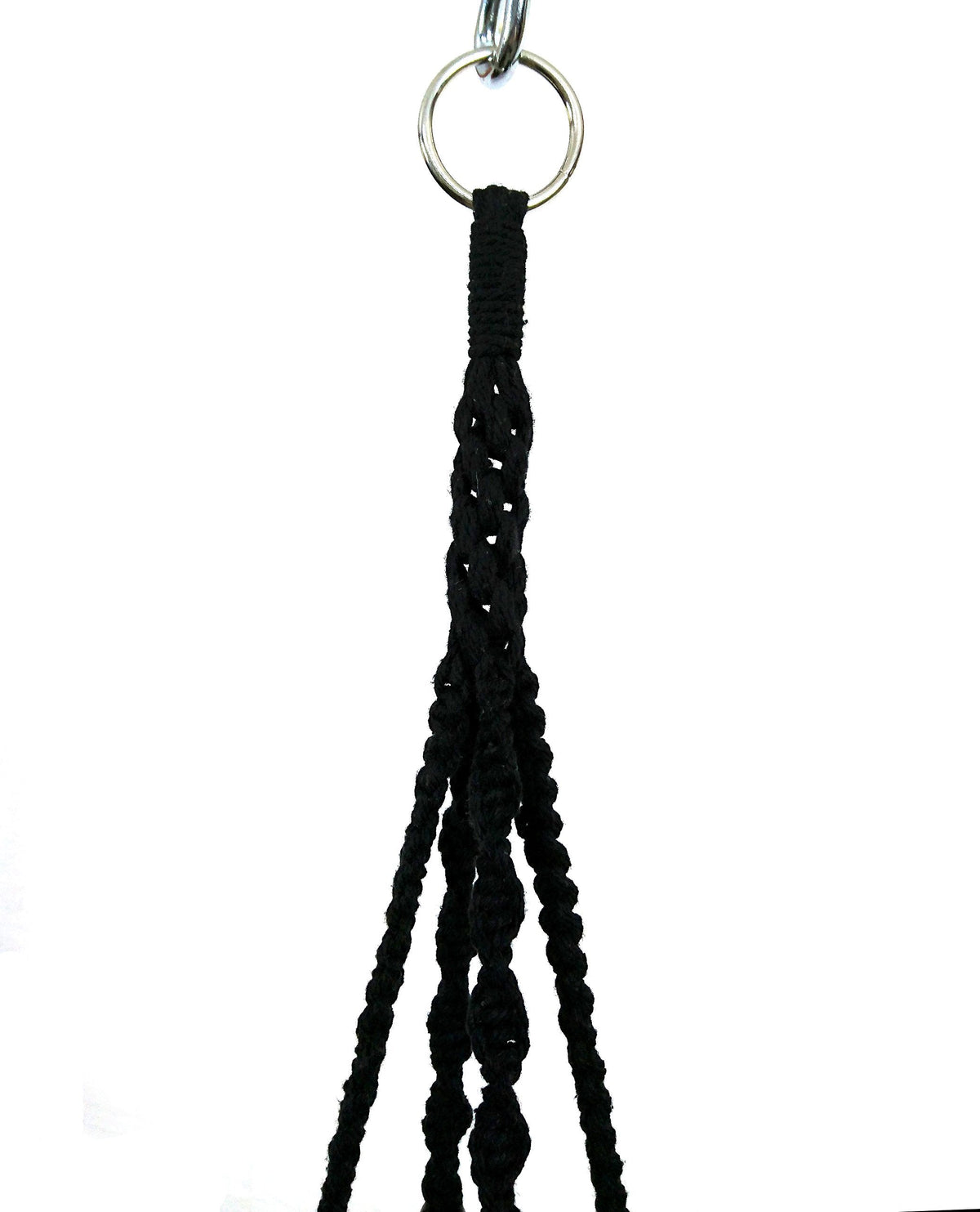 Macrame Plant Hanger & Holder, Hanging Planter 4 Legs Double Deck for 8 inch to 10 inch Two Pots Indoor Outdoor Hanging Planter Cotton Rope 67 Inch with Metal Ring (Cotton-Black)