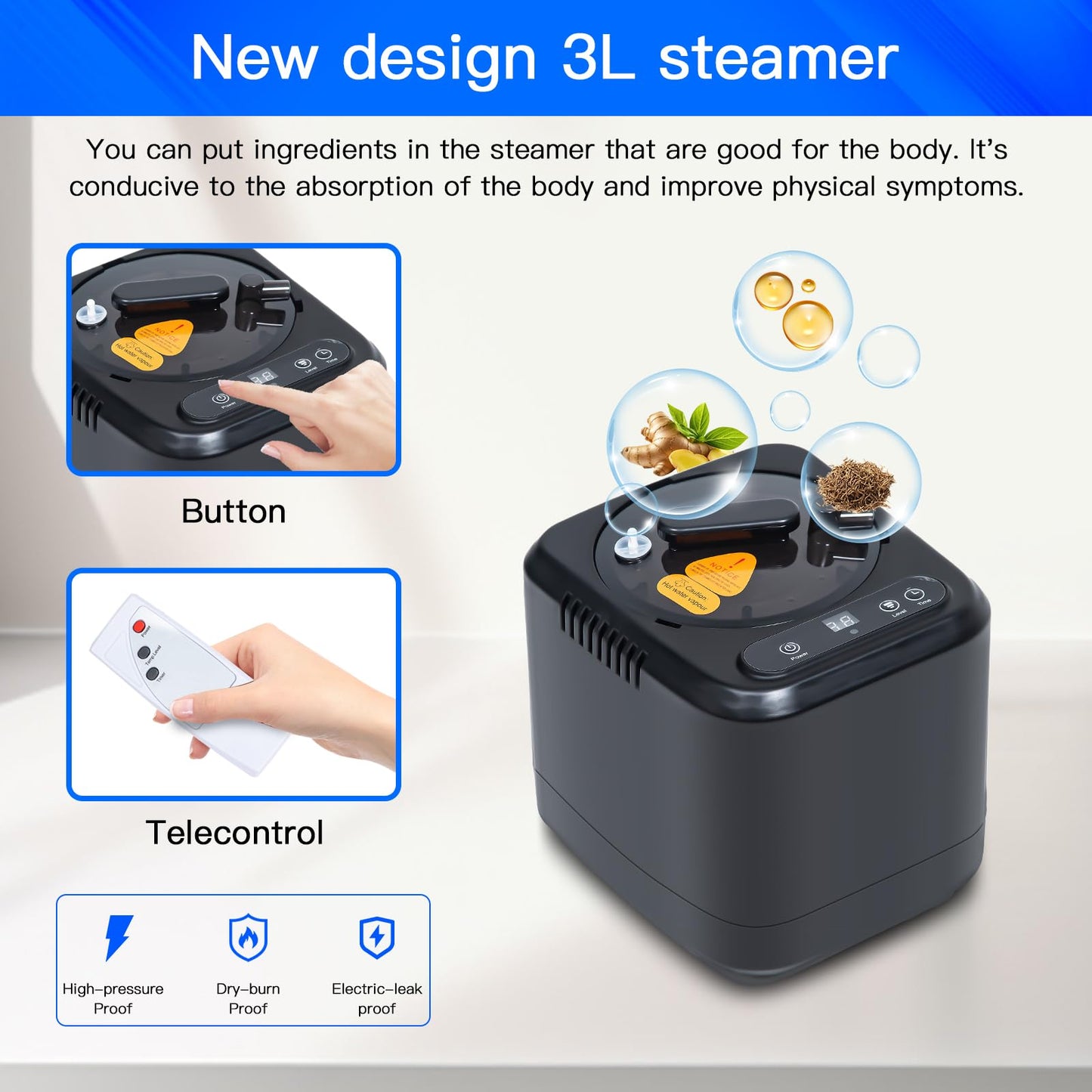 Mirrostory Portable Steam Sauna for Home, Full Body Sauna Box, Personal Sauna Steam Sauna Tent at Home Spa with 3L 1200W Steamer, Home Saunas Room for Gym, Pilates, Garage, Size of 71"x36"x36"(Black)