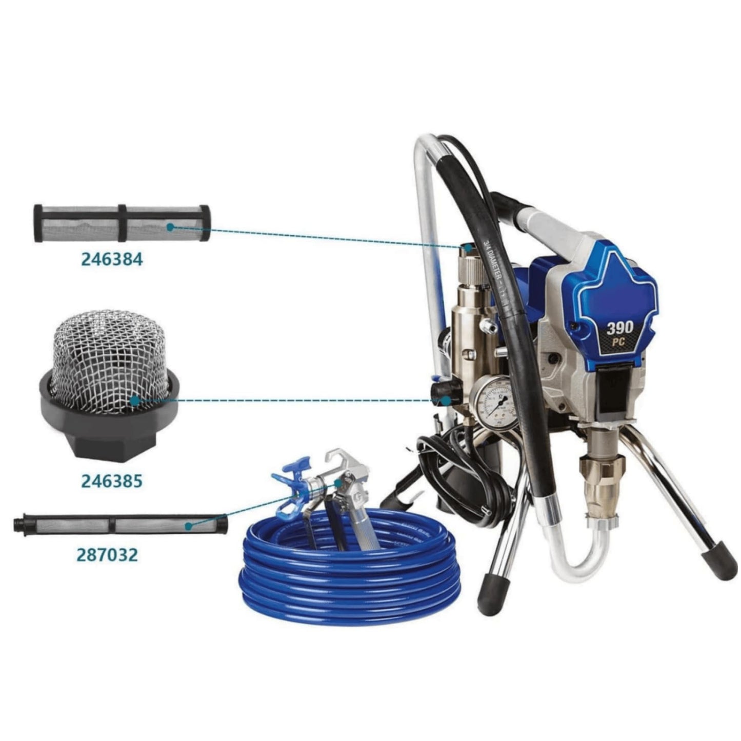 (5+7+7) Airless Spray Filter Set 246385 246384 287032 Compatible with Graco 390 395 490 495 495 595 3400 Airless Sprayer Paint Sprayer Parts,3 Kinds for graco Sprayer Filters and Gun Filter