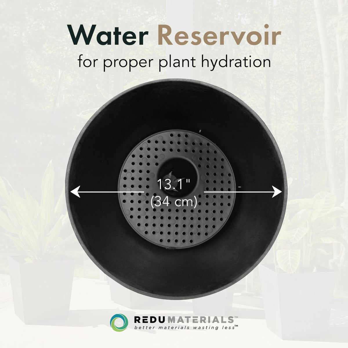 Tierra Verde Indoor & Outdoor Self-Watering Urn Planter, Cadence, 14" x 23", Black - Planting Containers for Plants and Flowers - Gardening and Landscaping Accessories