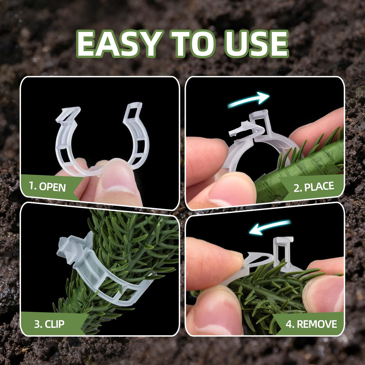 CLEANGOR 300Pcs Plant Clips, Plant Support Clips Plastic Trellis Clips Garden Plant Clips for Tomatoes, Cucumbers, Vines, Reusable Garden Clips Tomato Clips, Gardening Supplies to Grow Upright