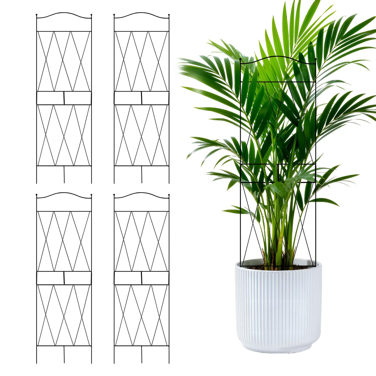 32 Inch Metal Plant Trellis for Climbing Plants, 4 Pack Garden Trellis, Decorative Support for Pothos, Monstera, Ivy, Flowers & Houseplants，Indoor & Outdoor