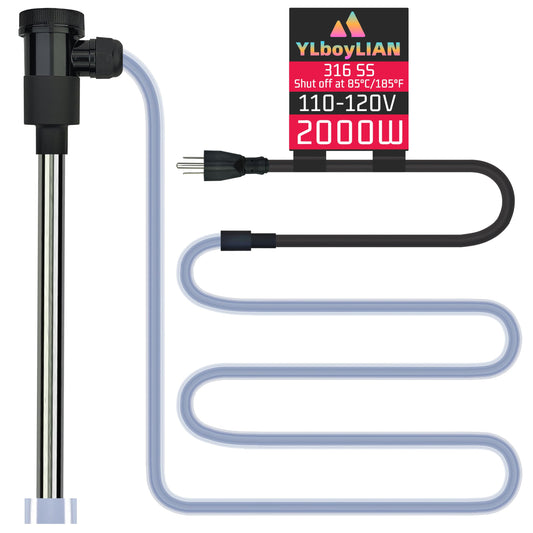 YLboyLIAN 2000W Immersion Water Heater for Pool & Hot Tub – Portable Electric Submersible Heater with Temp Control, Auto Shut-Off and WiFi Timer for Above Ground Pool, Bathtub, and Baptismal pool