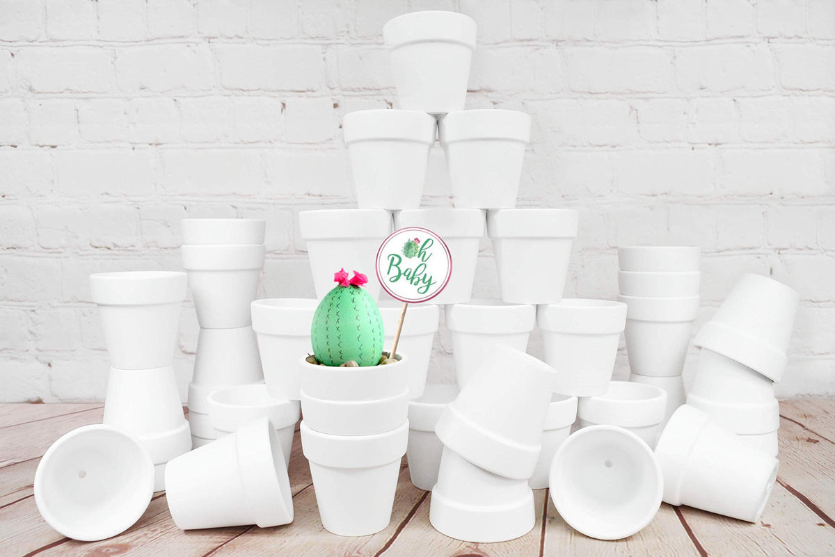 40 Pcs White Terracotta Pot - 2.5 Inch Mini Clay Pots with Drainage Holes Flower Nursery Terra Cotta Pots for Succulent Plants, Crafts, Wedding Baby Shower Favor