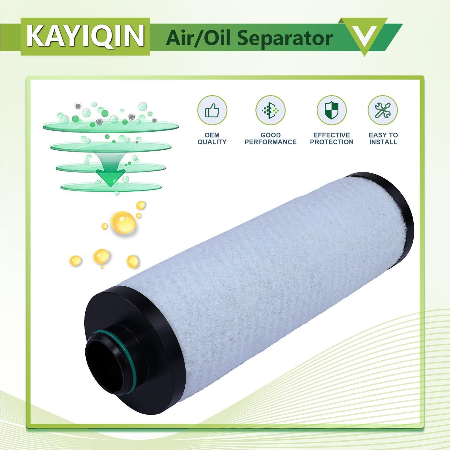 02250106-791 KAYIQIN Air-Oil Separator Replacement Part Compatible with ES8 Air Compressor 02250106-789 02250050-604 250035-239
