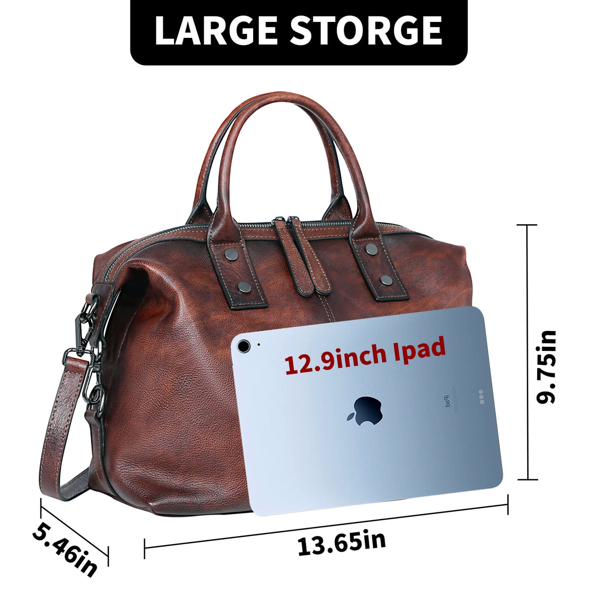 Iswee Shoulder Bag Satchel Purses Vintage Leather Handbags for Women Luxury Tote Purse Large Crossbody Bags Hobo (Coffee)