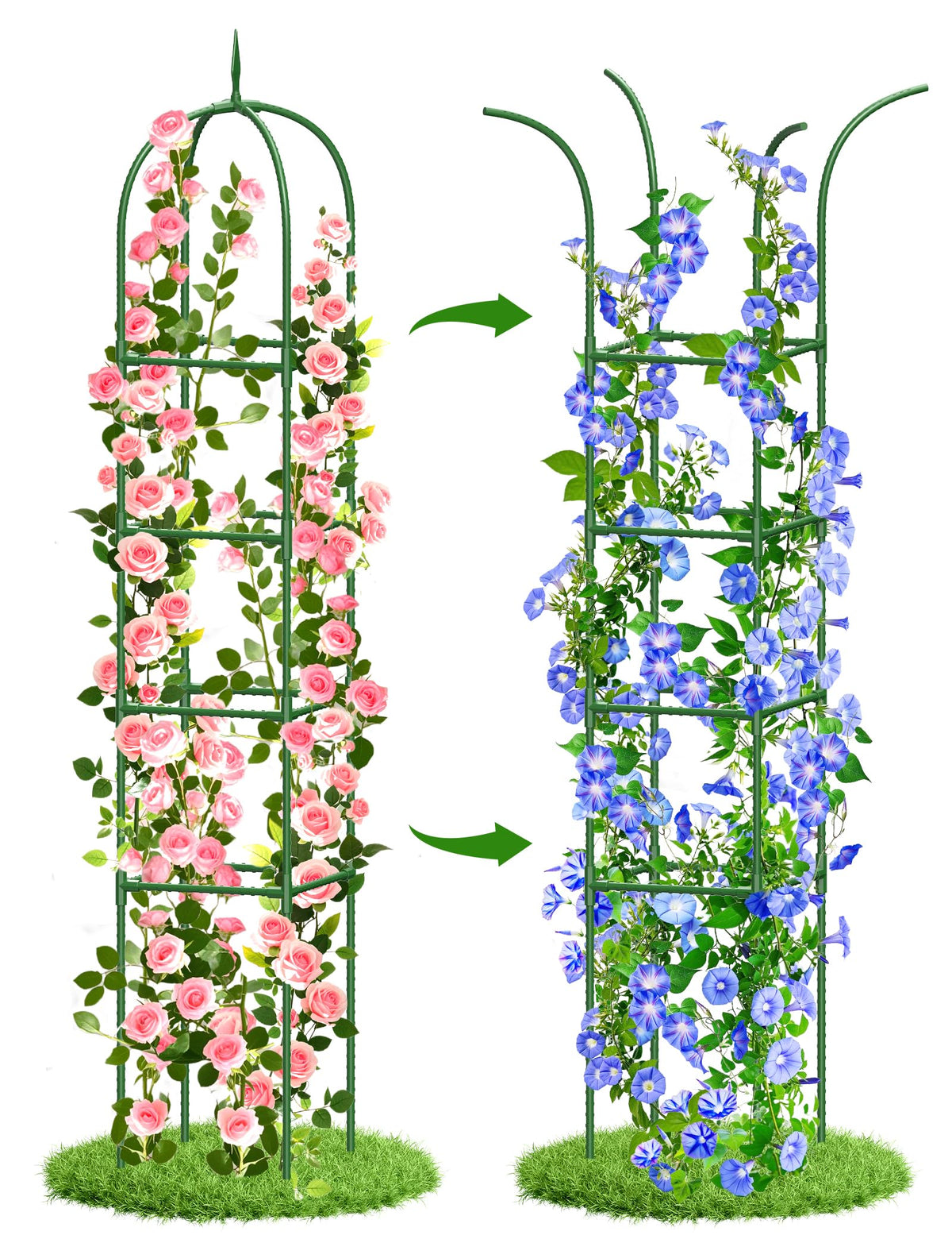 Trellis for Climbing Plants Outdoor, 6FT Garden Obelisk Rustproof PE Coated Metal Potted Plant Climbing Support, Thickened Tube Plant Tower Trellis for Clematis Vine Support Indoor (1 Pack)