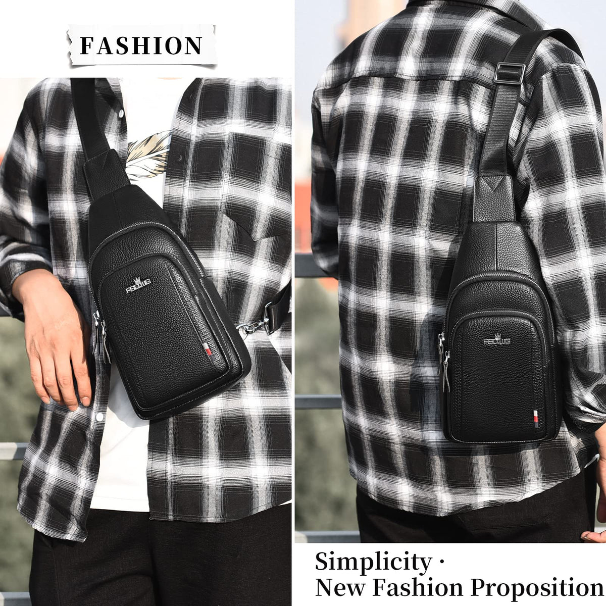 FSD.WG sling Backpack for Men Chest Bag Crossbody Shoulder Bags Travel Bag Purse for Men with Water Resistant