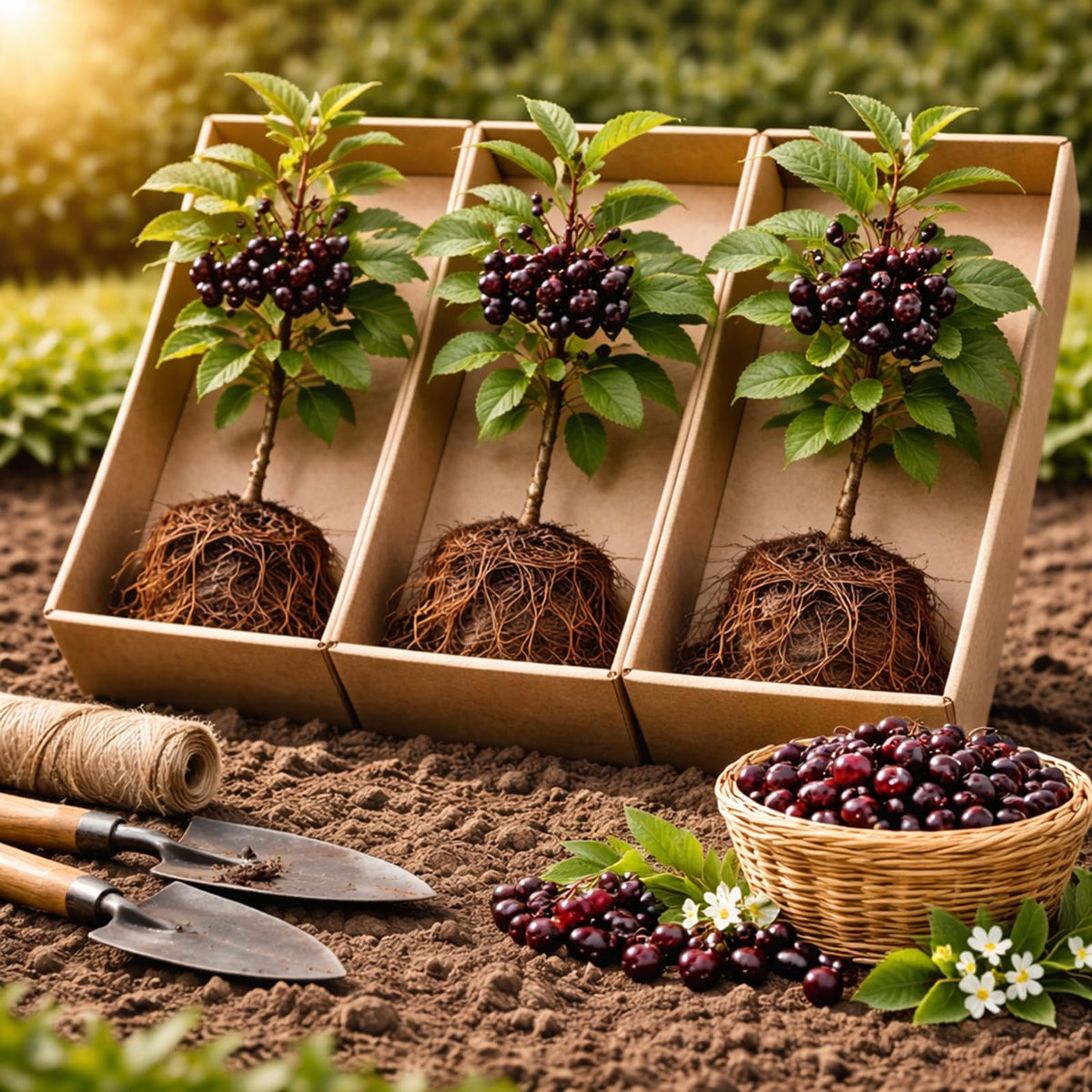 3 Chokecherry Tree Live Plants (Prunus virginiana) – Hardy Native Fruit Shrub – Edible Dark Red Berries – Fast Growing Outdoor Landscaping Plant – Well Rooted Ft Starter Plant
