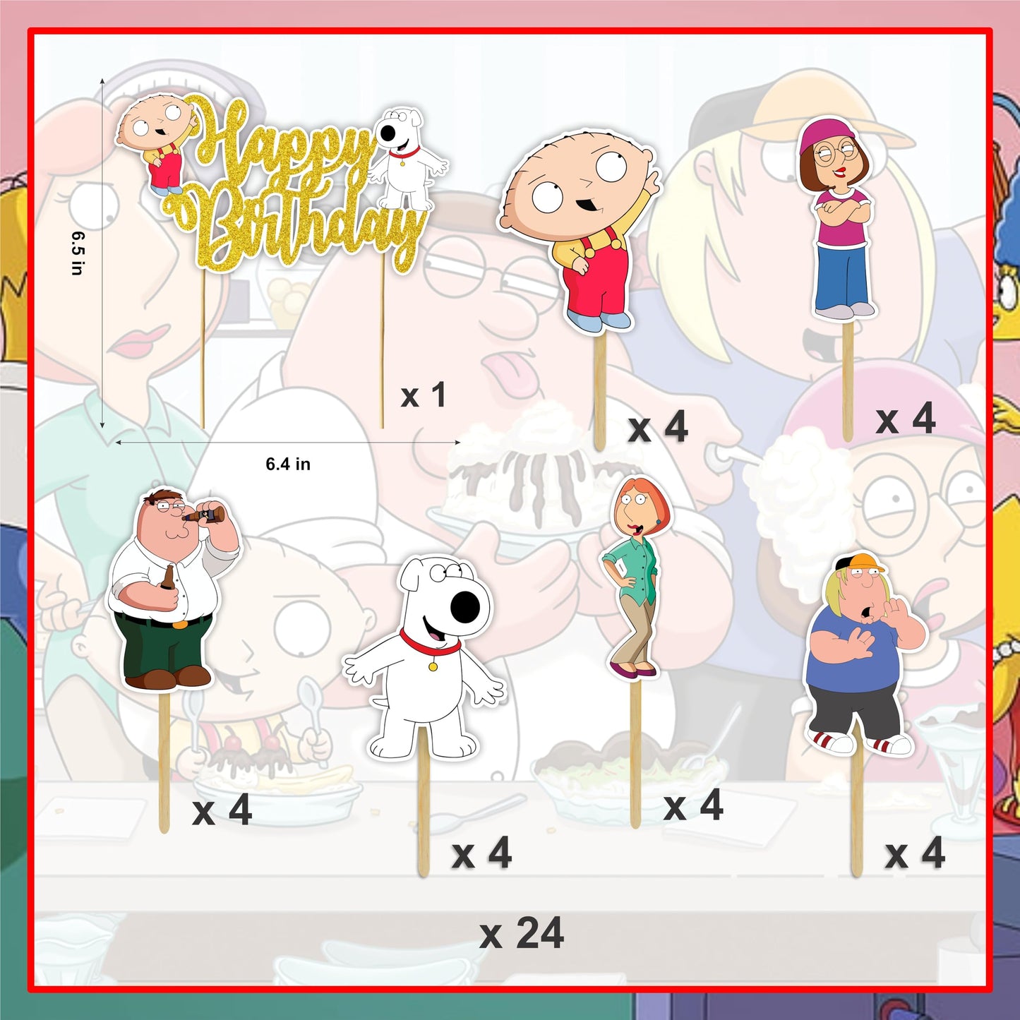 "Stewie Grifin Theme Birthday Party Supplies – Funny Cartoon Baby Character Decorations & Adults – Includes Party Banner, Cake Topper, Cupcake Toppers, & Table Décor for Birthday Celebrations"