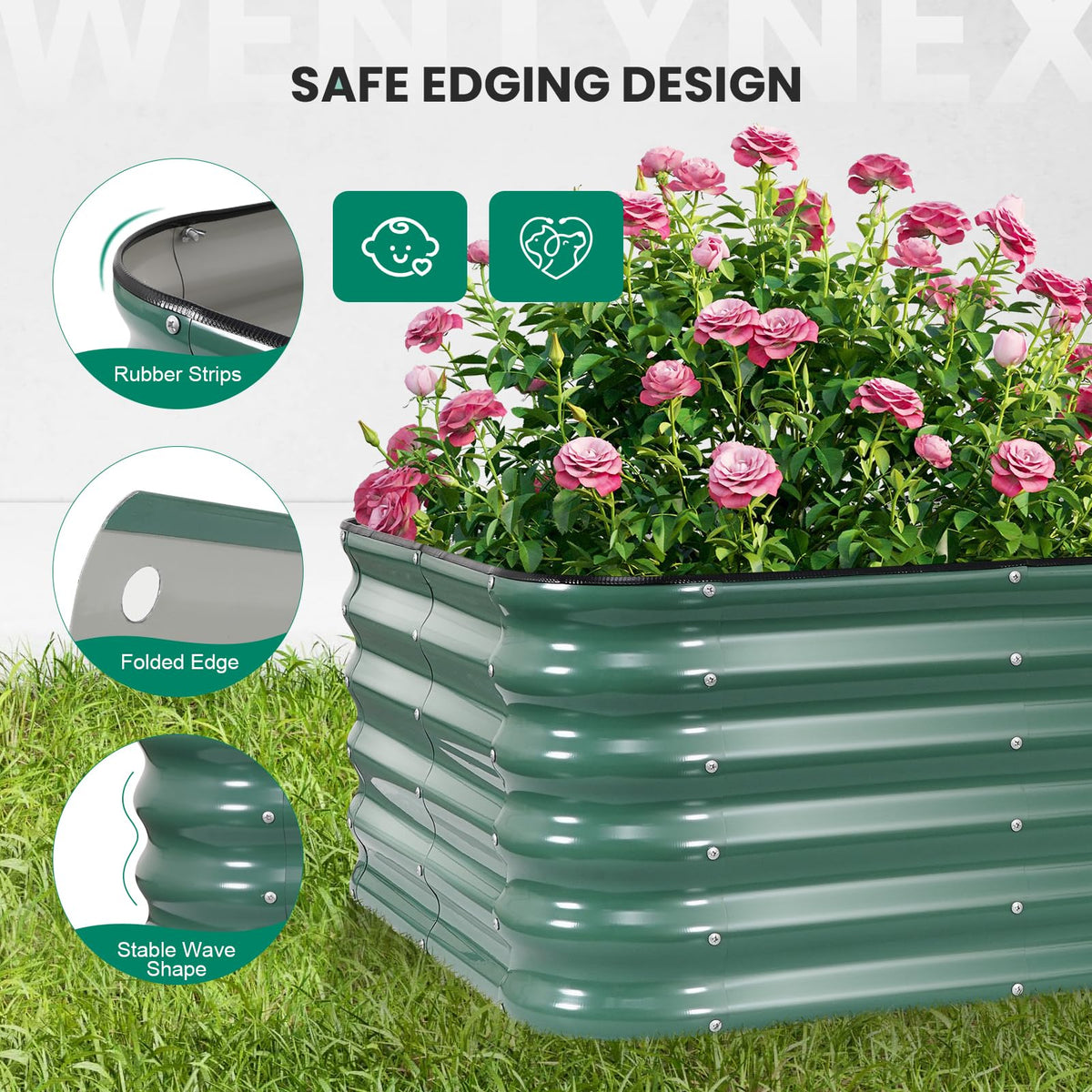 5×3×1.4FT Galvanized Raised Garden Bed Outdoor, Metal Raised Garden Bed Kit, Large Planter Raised Beds, 4 In1 Modular Raised Planter Box Outdoor,Raised Beds for Gardening for Vegetables Flowers Herbs