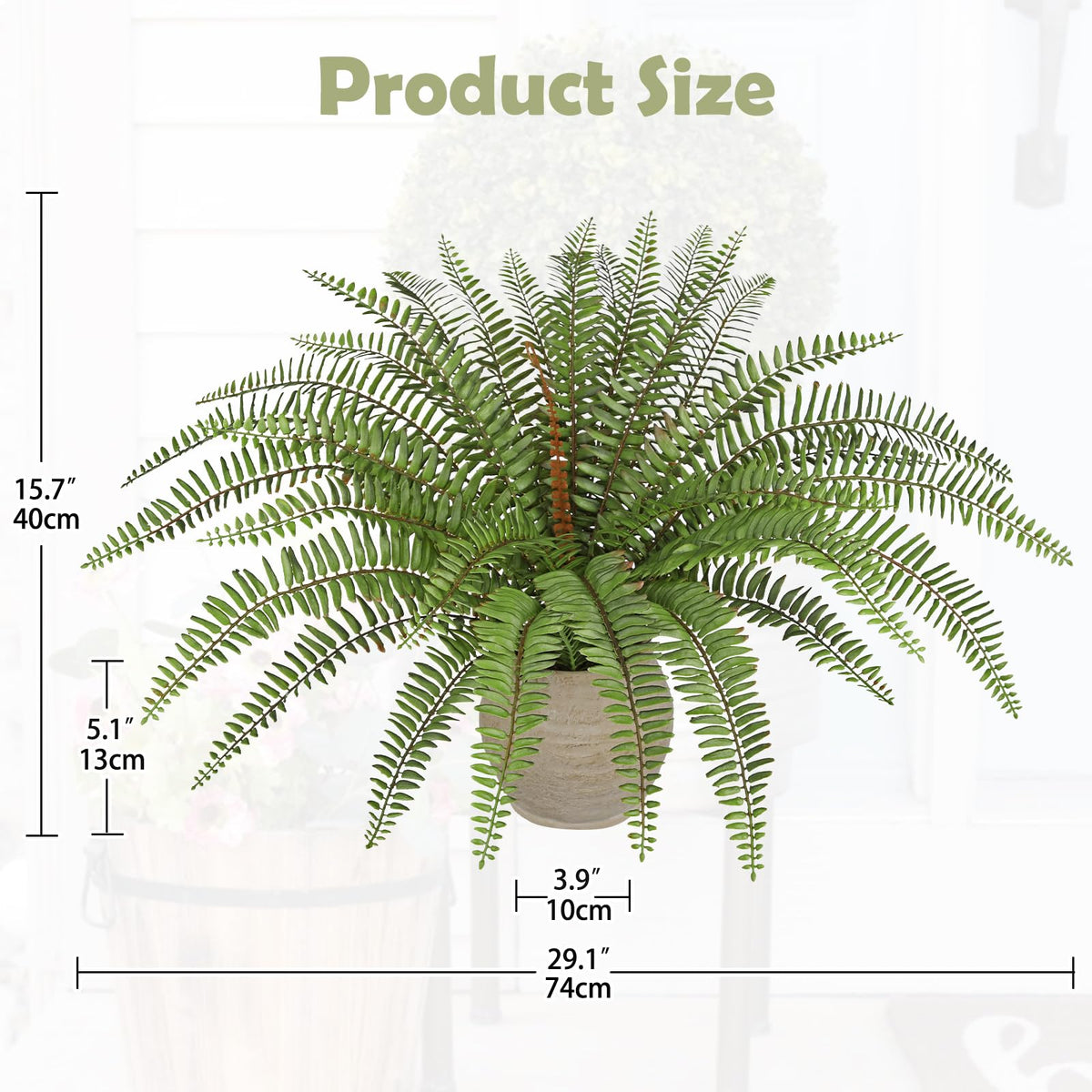 Briful Fake Boston Fern Plant in Rustic Terracotta Pot, 15.7" Faux Ferns Potted Greenery Artificial Plants Indoor for Home Office Room Kitchen Table Decor