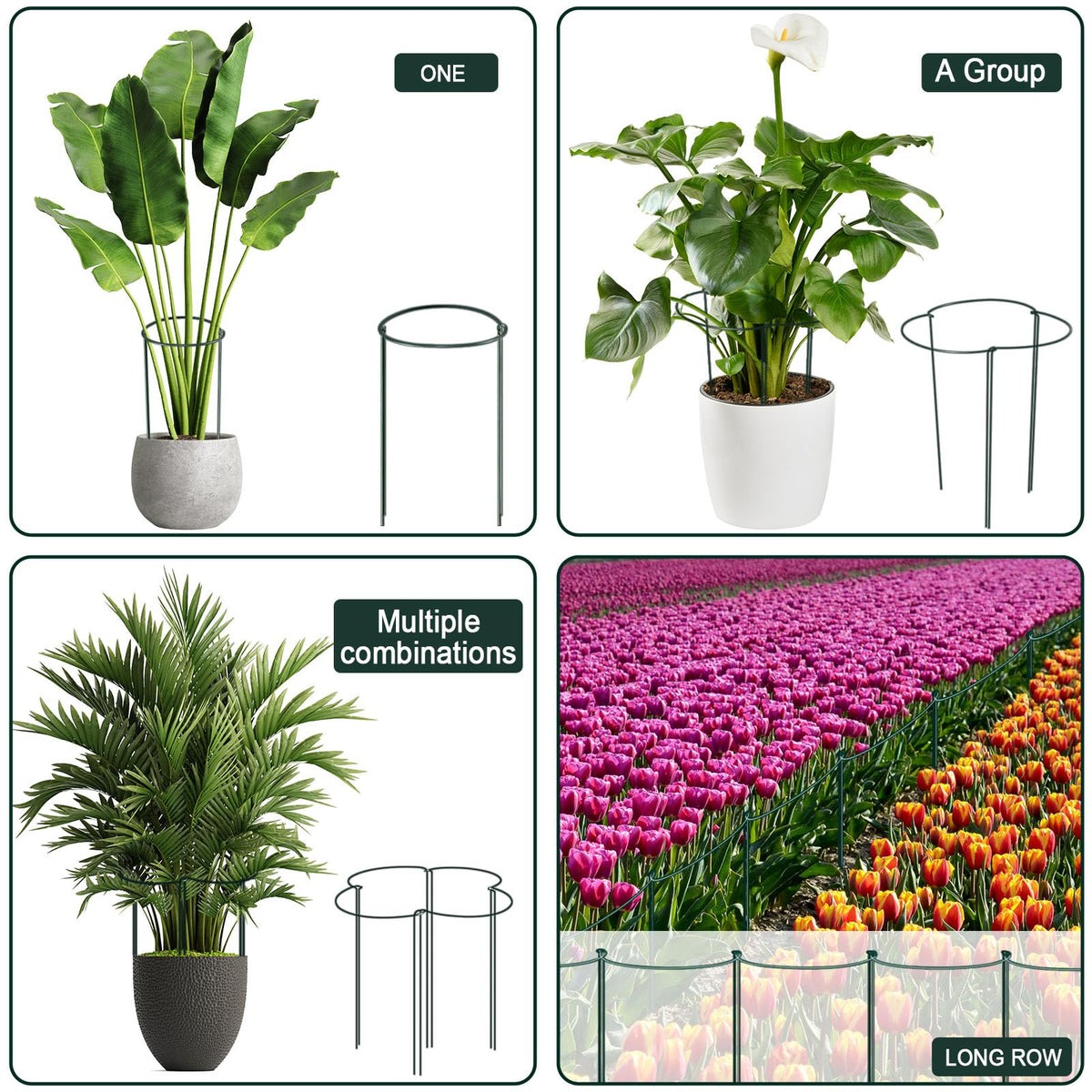 12 Pack Plant Support Stakes, Peony Cages and Supports Large 10" Wide x 24" High Tall Peony Ring Supports, Garden Plant Stakes for Outdoor Plants Rose, Tomato, Hydrangea, Flowers