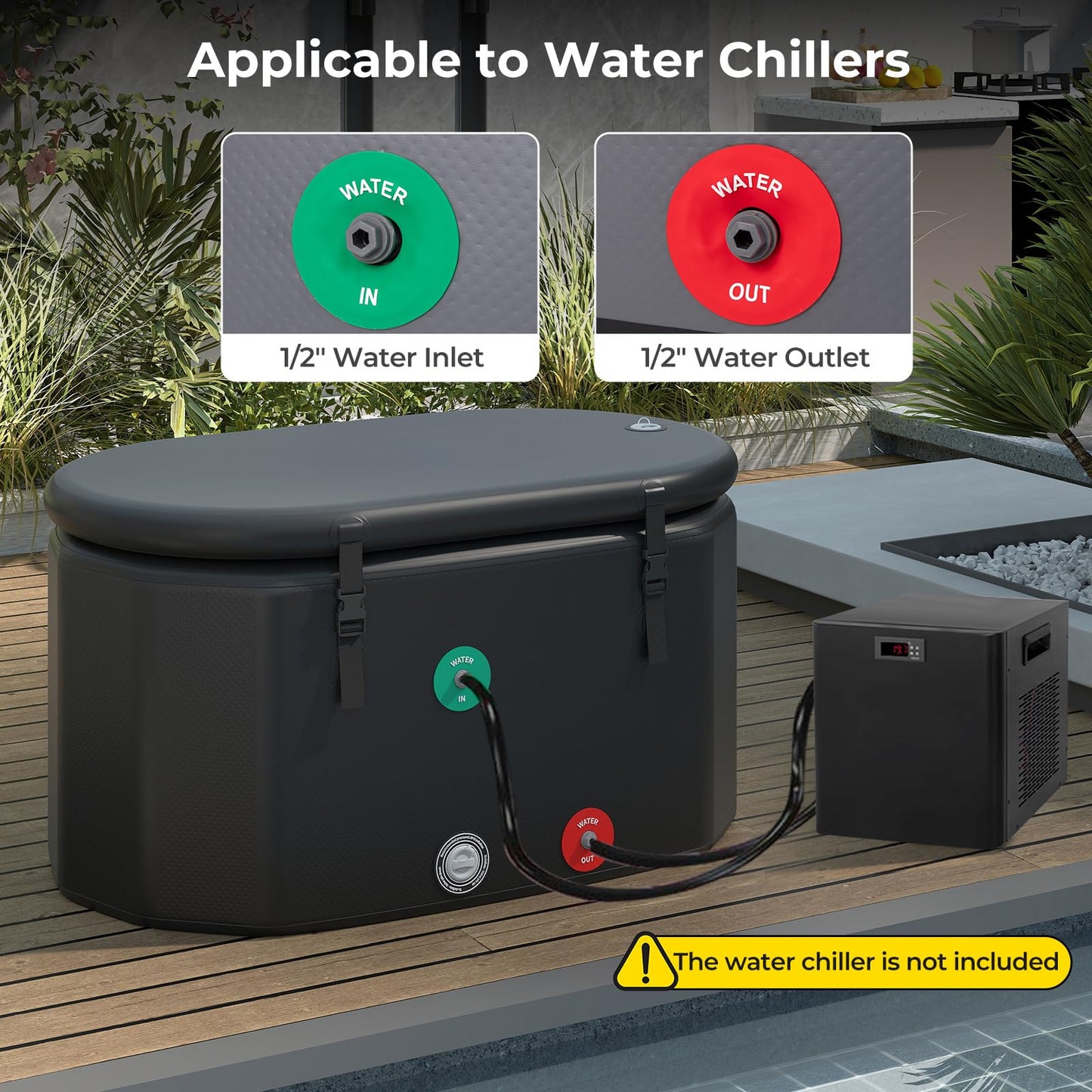 GYMAX Cold Plunge Tub, XL 129 Gal Oval Ice Bath Tub with Lid, Backpack, Pump & Floor Mat, Portable Inflatable Ice Bath for Cold Water Therapy, Ice Tubs for Cold Plunge Indoor Outdoor Home Gym (Black)